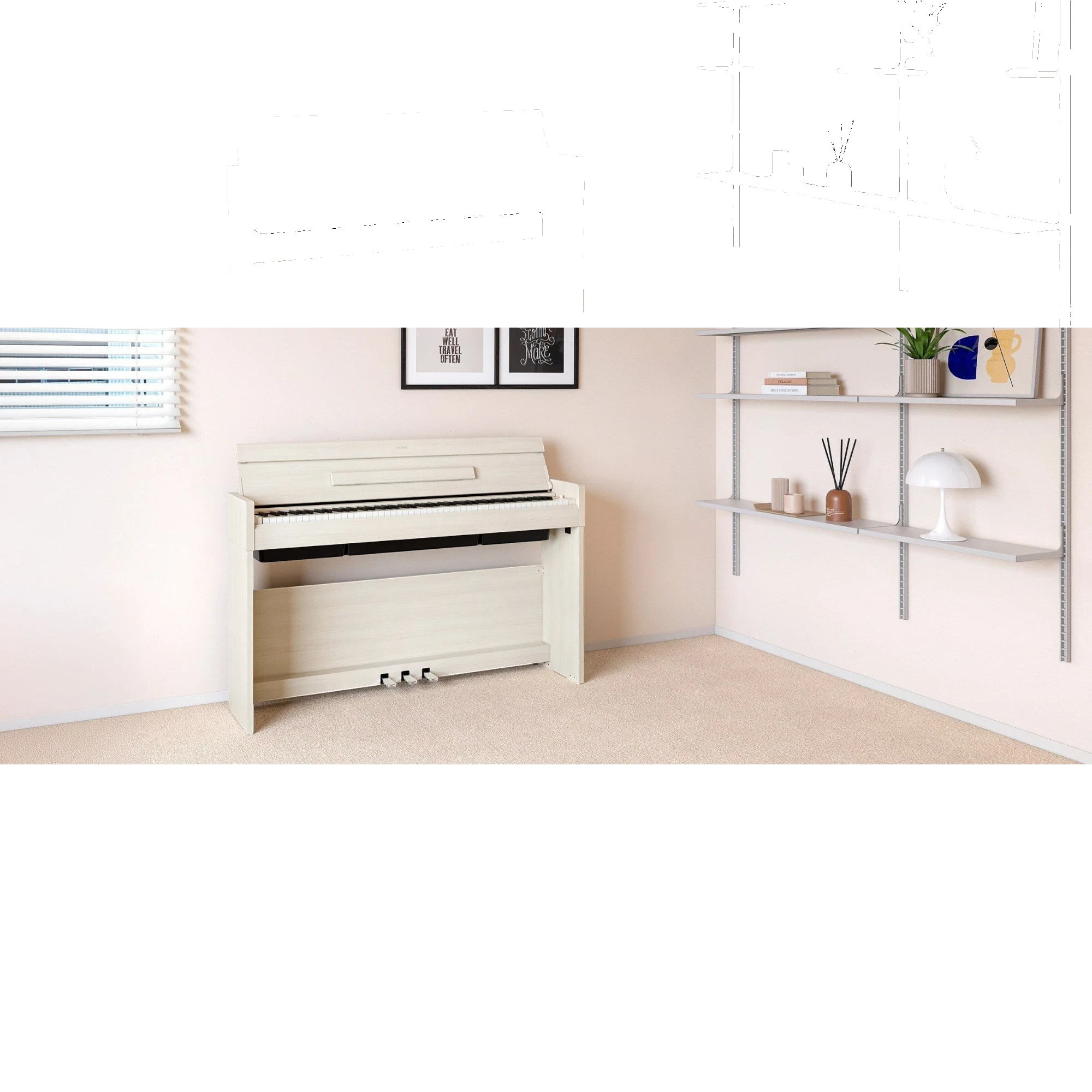 Đàn piano điện Yamaha YDP-S36 màu trắng vân gỗ thiết kế dáng slim hiện đại tại TÂN NHẠC CỤ