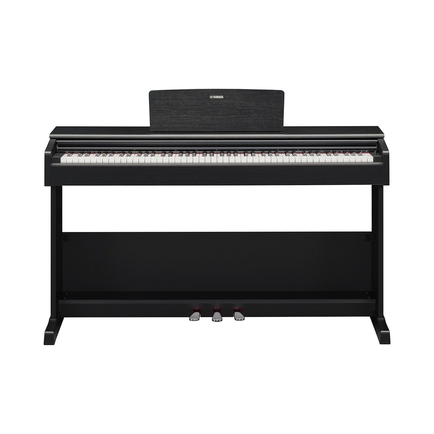 Đàn piano điện TÂN NHẠC CỤ Yamaha YDP-105 màu đen dáng tủ đứng với 88 phím búa GHS và cụm 3 pedal gắn liền.