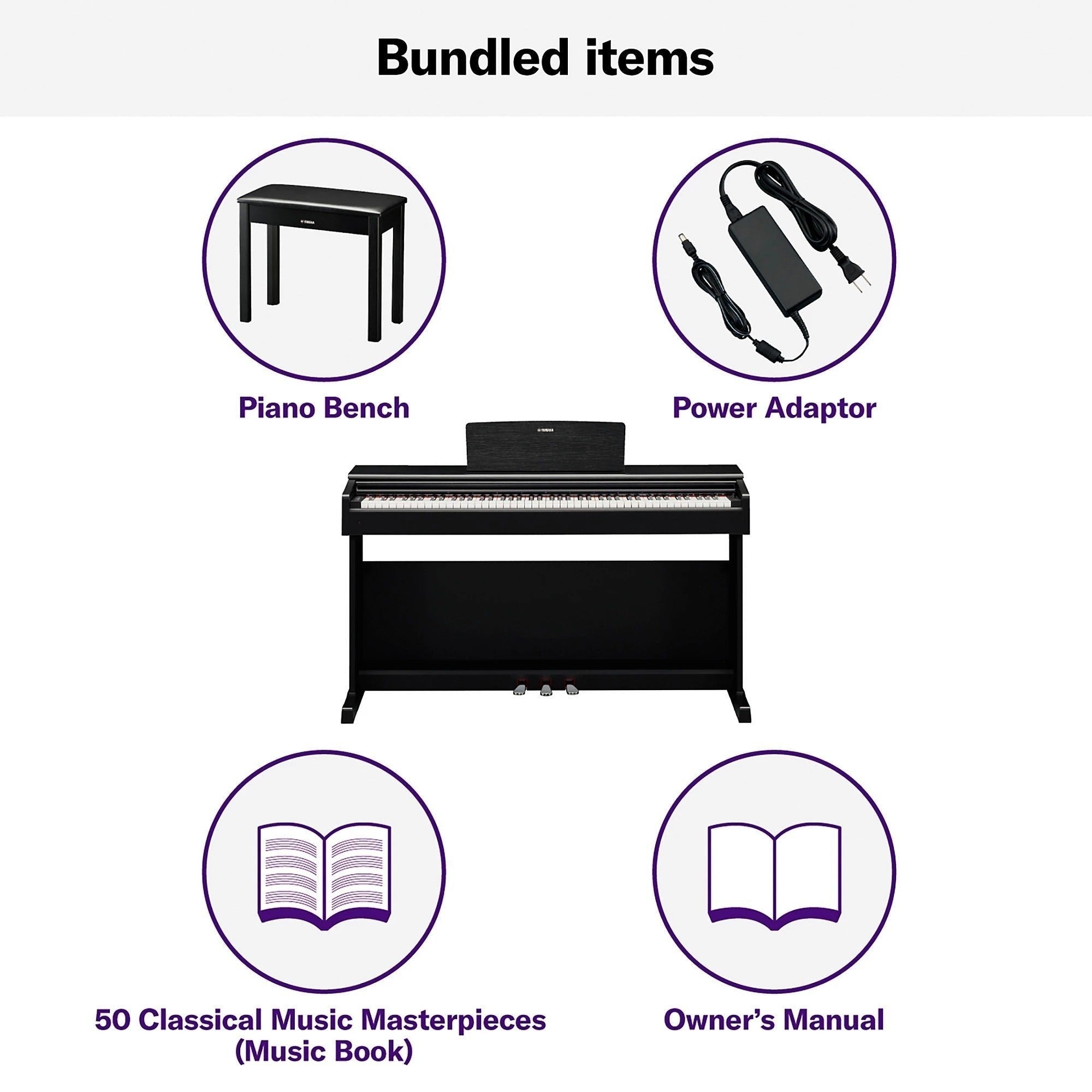 Bộ đàn piano điện TÂN NHẠC CỤ Yamaha YDP-144 kèm ghế, bộ đổi nguồn, sách nhạc và hướng dẫn sử dụng