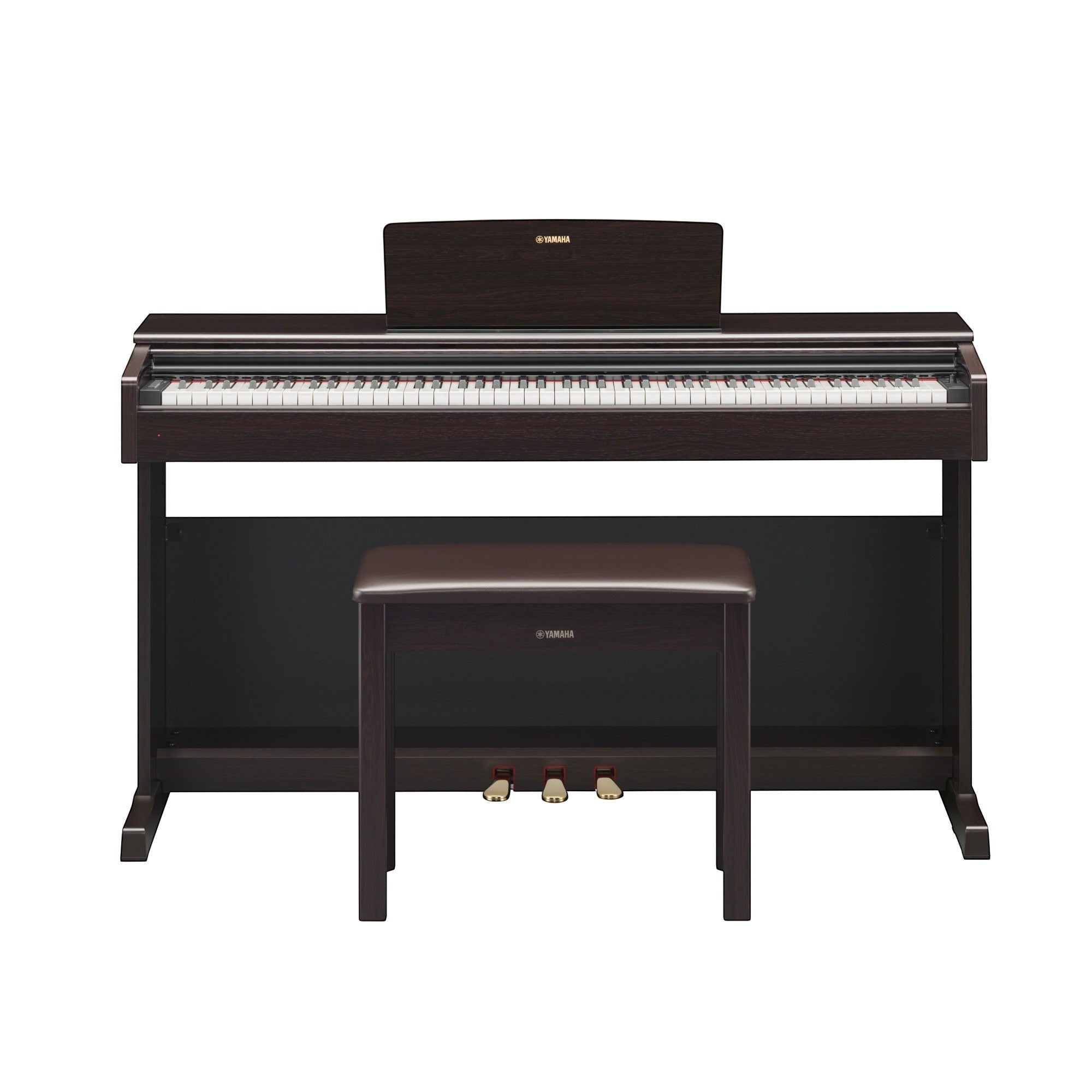 Đàn piano điện Yamaha YDP-144 màu nâu gỗ sang trọng tại TÂN NHẠC CỤ, thiết kế dáng tủ hiện đại với 3 pedal.