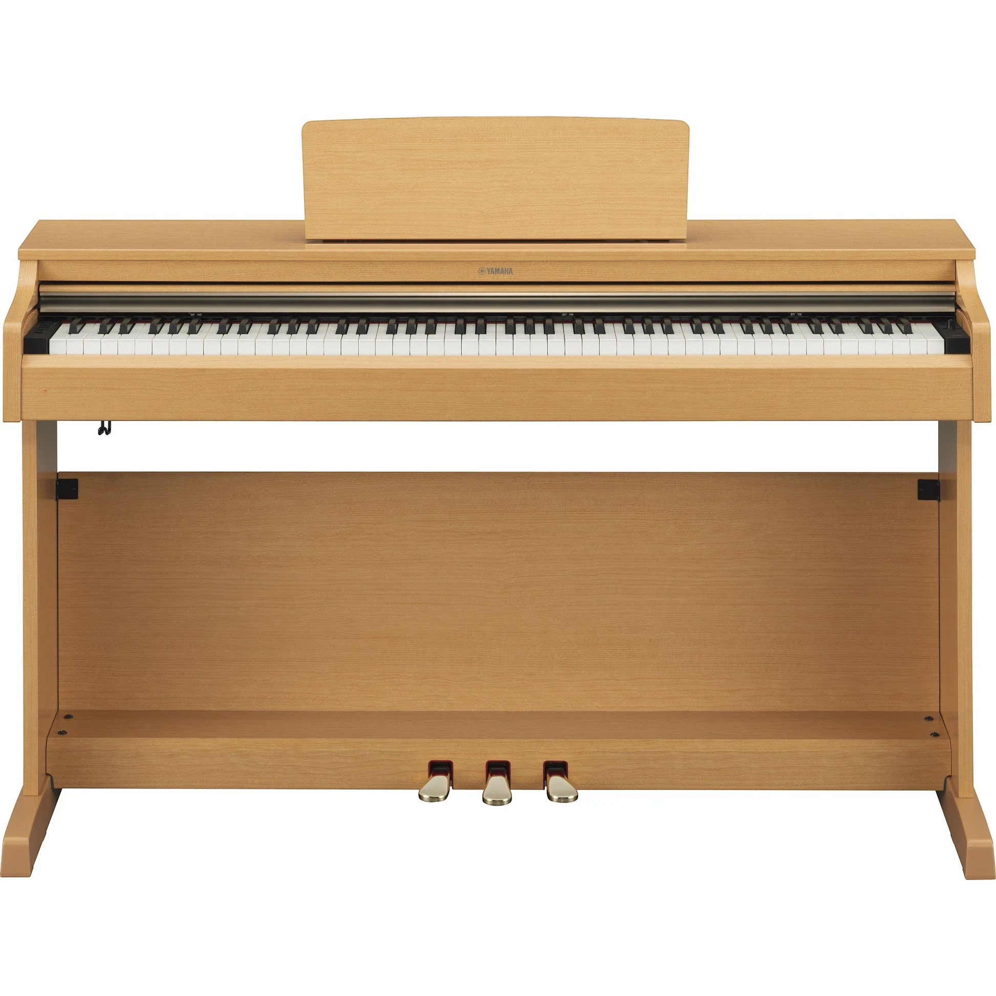 Đàn piano điện TÂN NHẠC CỤ Yamaha YDP-162 dáng tủ màu gỗ sáng với 88 phím GH và 3 pedal kim loại sang trọng.