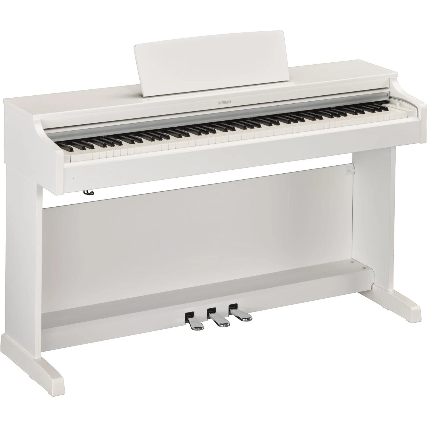 Đàn piano điện Yamaha YDP-163 màu trắng tại Tân Nhạc Cụ, thiết kế dáng tủ với bàn phím GH3 ba cảm biến.