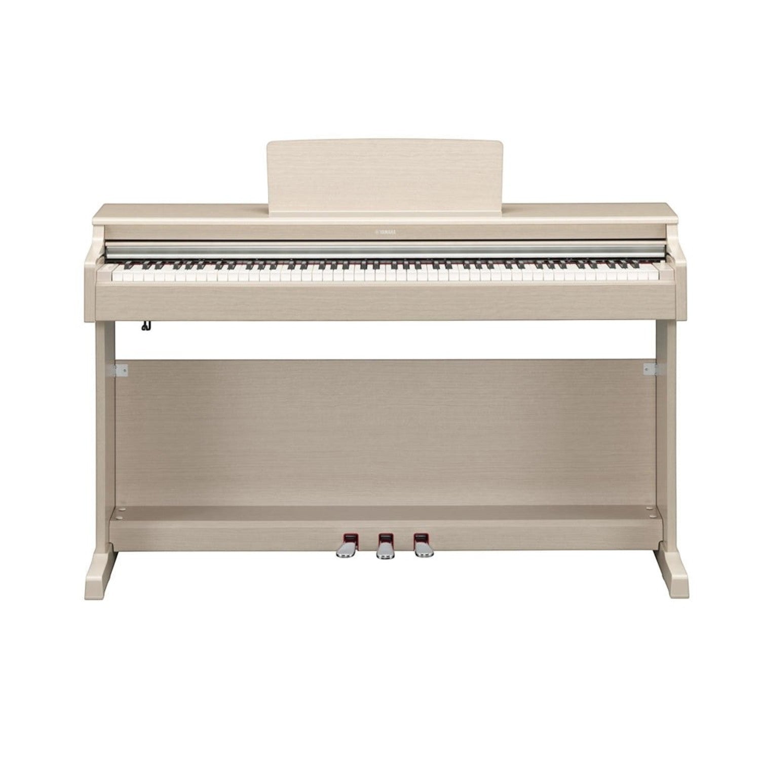 Đàn piano điện Yamaha YDP-165 màu gỗ sáng tại TÂN NHẠC CỤ, dáng tủ đứng với 88 phím búa GH3 và cụm 3 pedal.