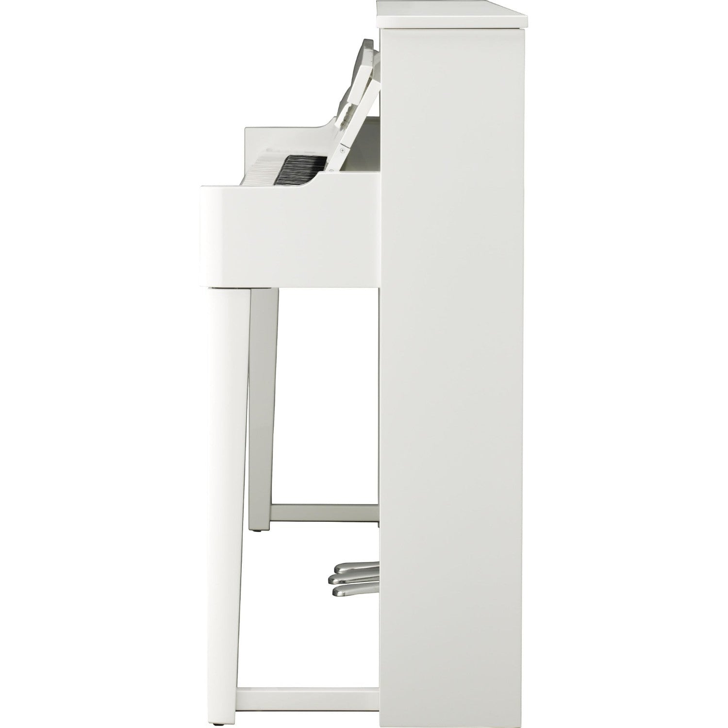 Đàn piano điện hybrid TÂN NHẠC CỤ Yamaha NU1 màu trắng sang trọng, thiết kế dáng upright gọn gàng, góc nhìn nghiêng