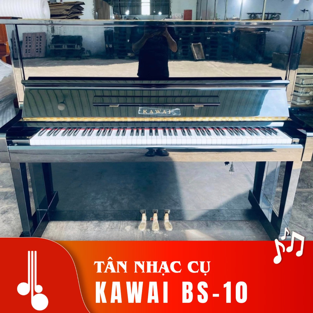 Đàn piano cơ upright Kawai BS10 màu đen bóng sang trọng tại TÂN NHẠC CỤ