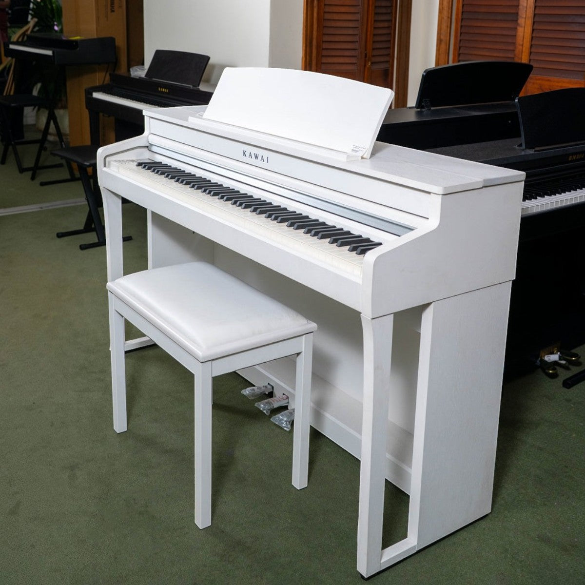 Đàn piano điện TÂN NHẠC CỤ Kawai CA59 màu trắng sang trọng với bàn phím gỗ Grand Feel Compact cao cấp