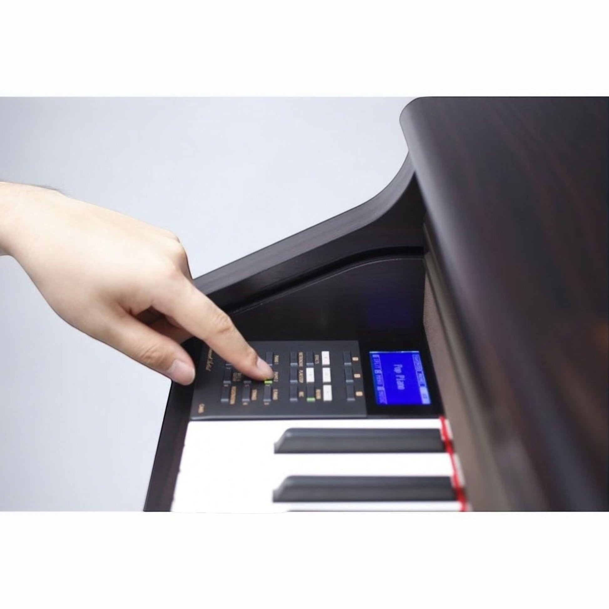 Bảng điều khiển và màn hình LCD của đàn piano điện TÂN NHẠC CỤ Kawai CA65 màu nâu đậm với phím gỗ Grand Feel