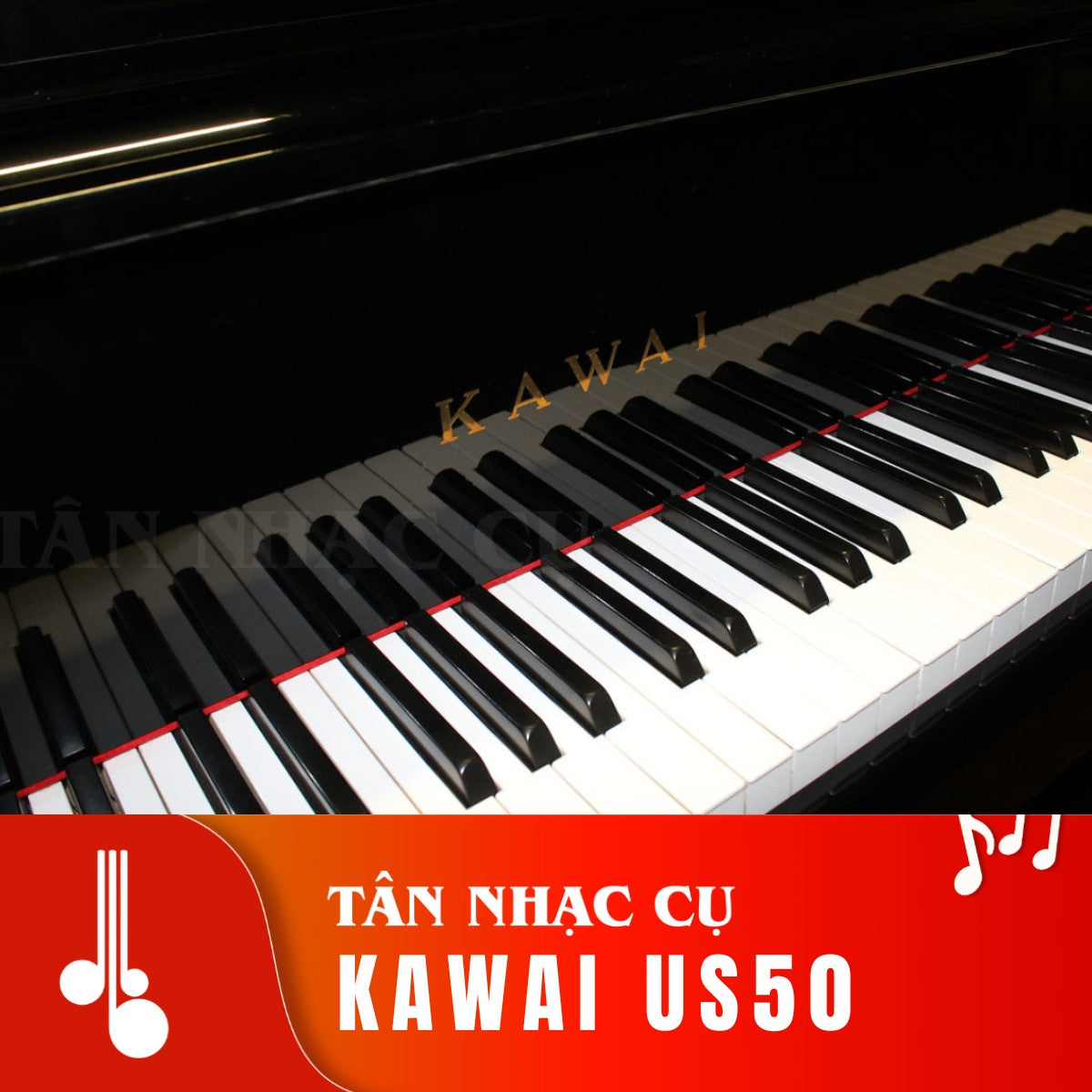 Bàn phím đàn piano cơ Kawai US50 màu đen bóng sang trọng tại TÂN NHẠC CỤ