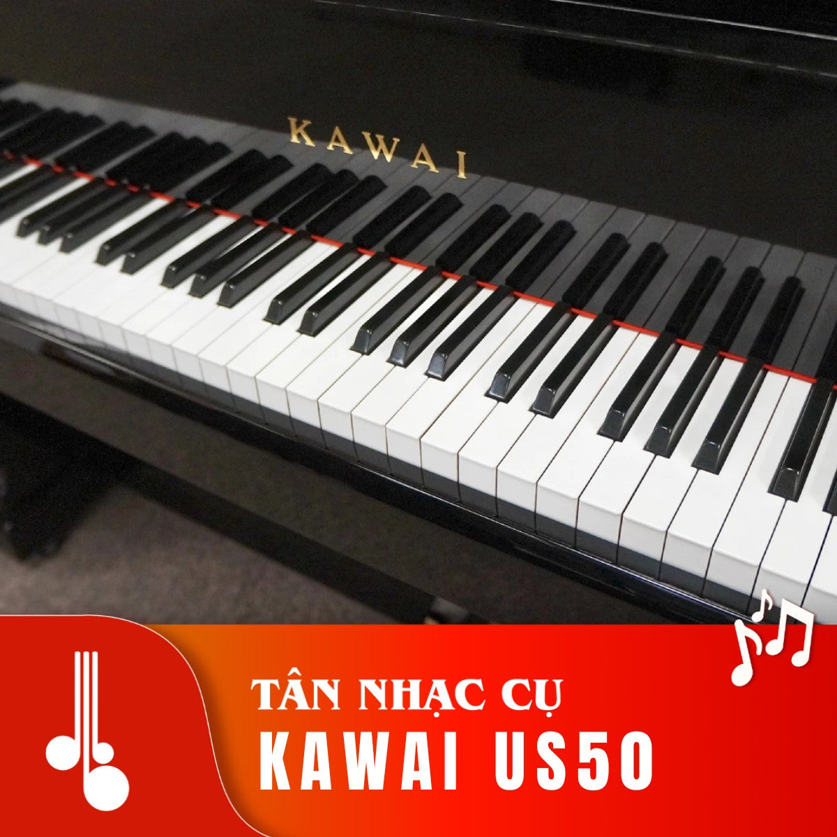 Bàn phím đàn piano cơ Kawai US50 màu đen bóng sang trọng tại TÂN NHẠC CỤ
