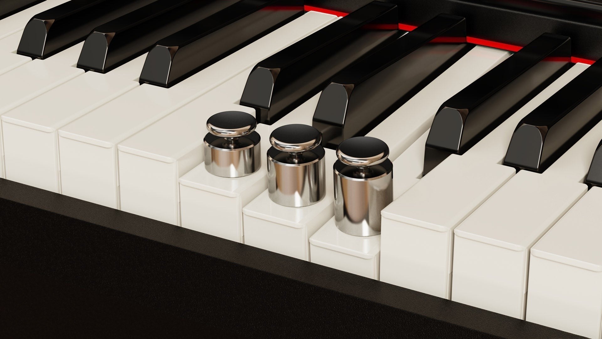Bàn phím búa 88 phím của đàn piano điện NUX NCK330 tại Tân Nhạc Cụ với các quả cân kiểm tra độ nặng phím
