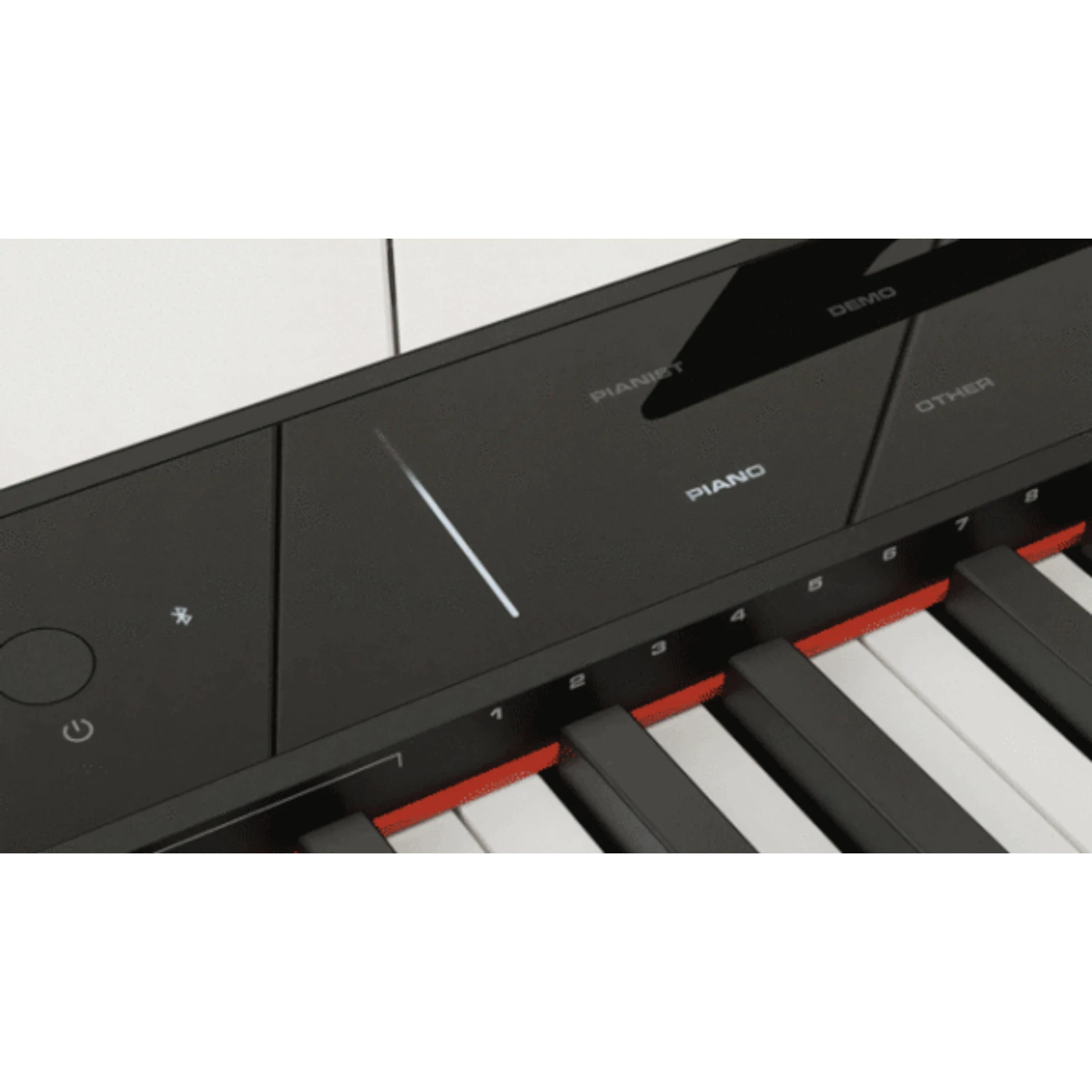 Bảng điều khiển cảm ứng hiện đại trên đàn piano điện Nux NPK200 tại TÂN NHẠC CỤ với các nút chức năng và đèn báo