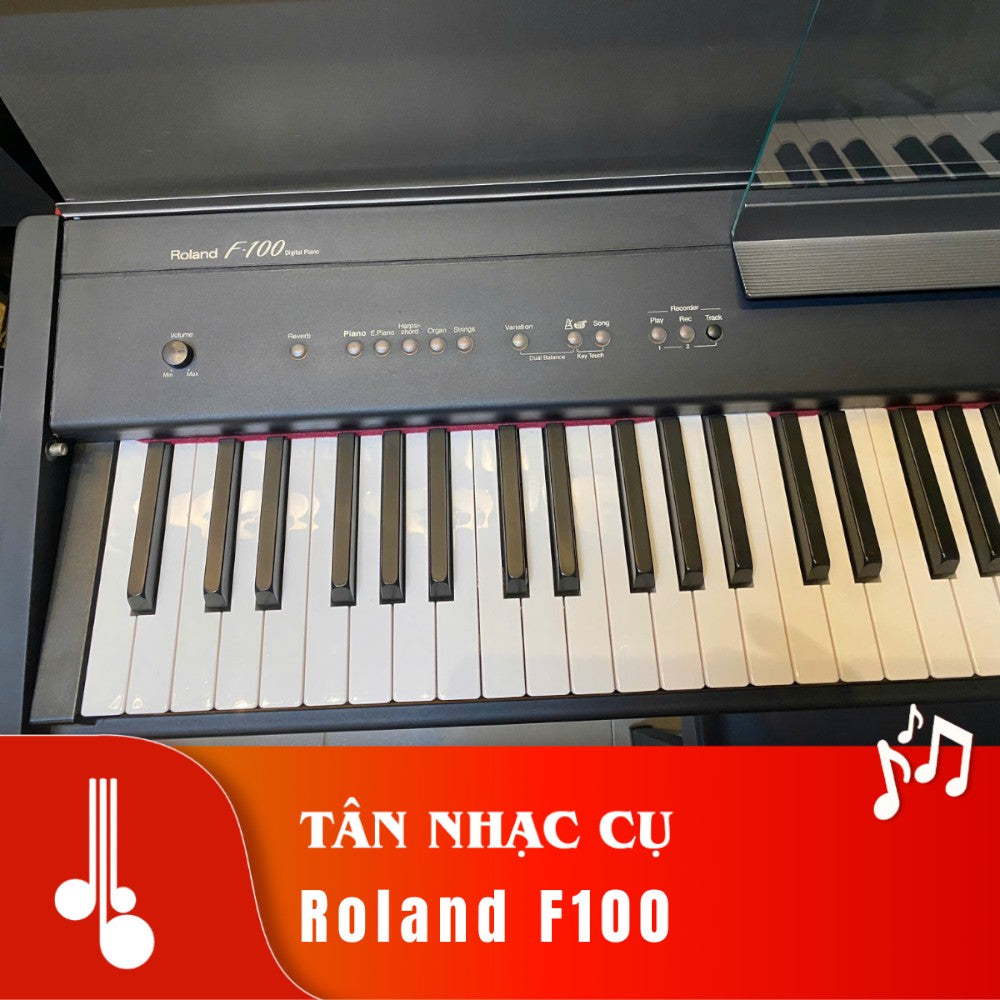 Đàn piano điện Roland F100 tại TÂN NHẠC CỤ với bàn phím búa 88 phím và bảng điều khiển chức năng
