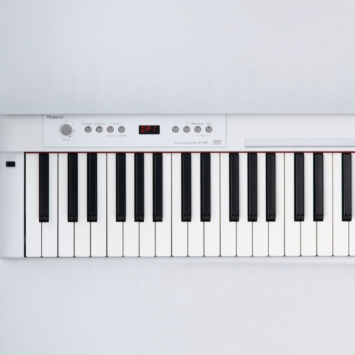 Bàn phím đàn piano điện Roland F120 màu trắng tại TÂN NHẠC CỤ với thiết kế tối giản và các nút điều khiển trực quan