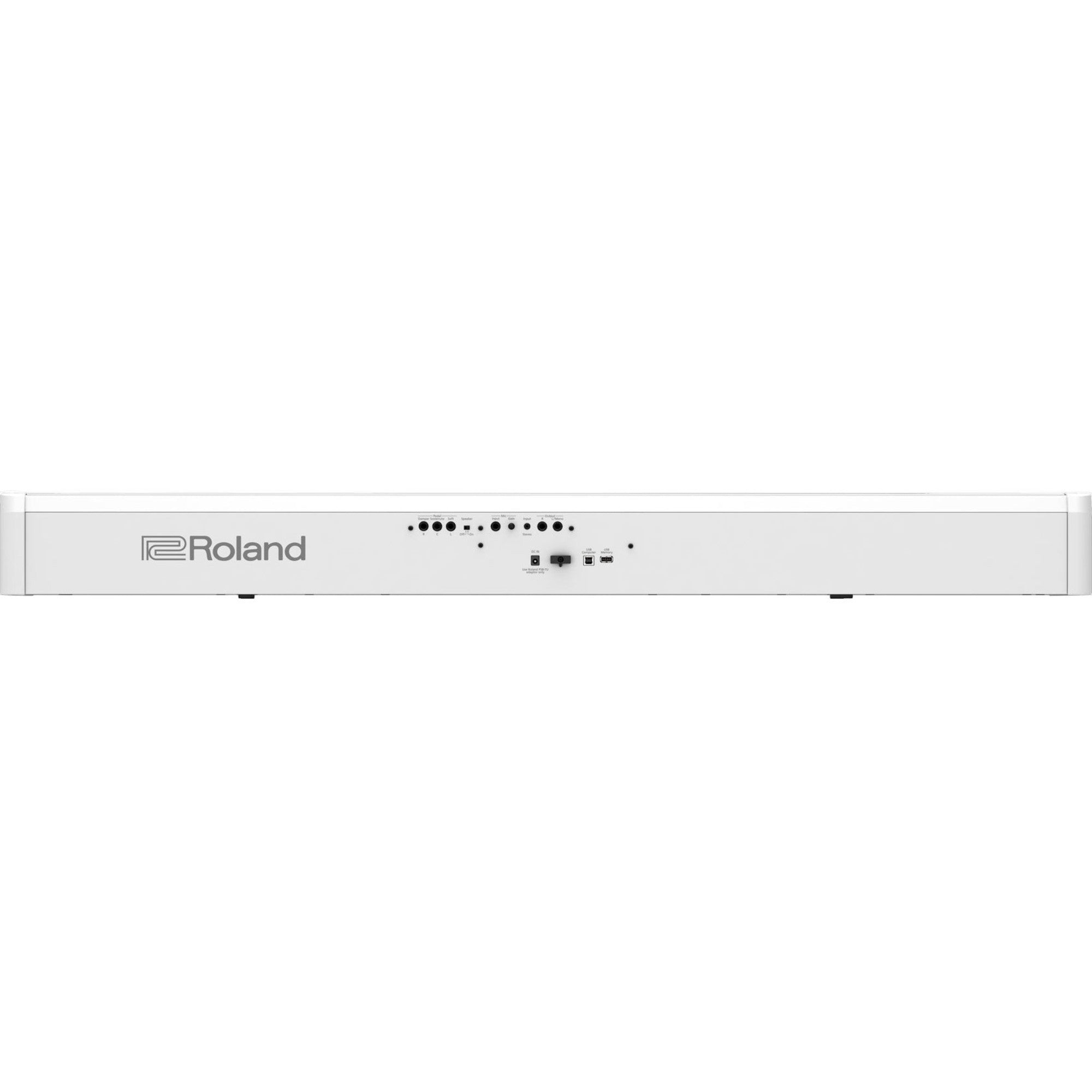 Mặt sau đàn piano điện TÂN NHẠC CỤ Roland FP-60X màu trắng với các cổng kết nối âm thanh và nguồn điện