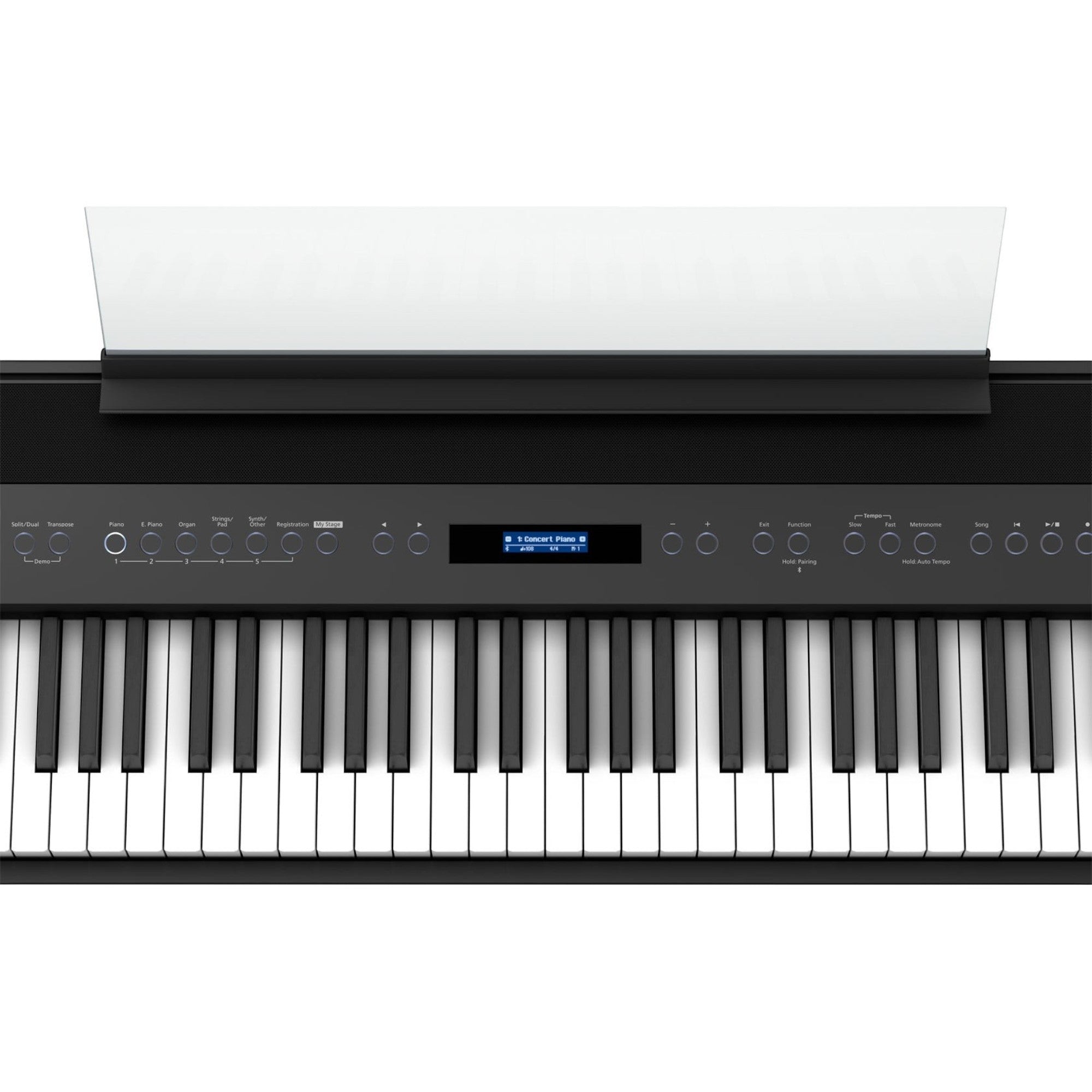 Đàn piano điện TÂN NHẠC CỤ Roland FP-60X màu đen với bảng điều khiển trực quan, màn hình LCD và 88 phím búa PHA-4.