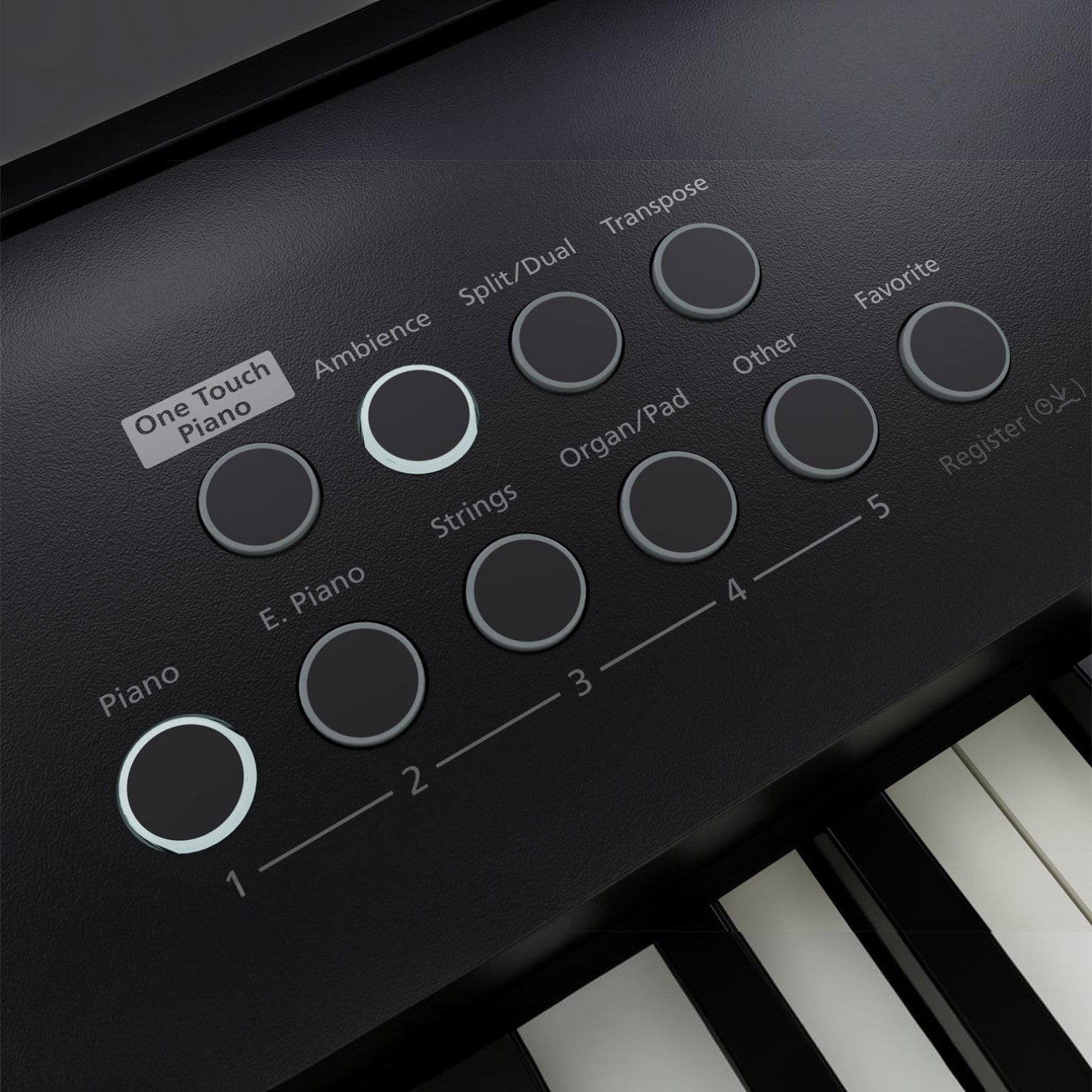 Bảng điều khiển phía trên đàn piano điện Roland FP-E50 với các nút chọn âm thanh tại cửa hàng TÂN NHẠC CỤ