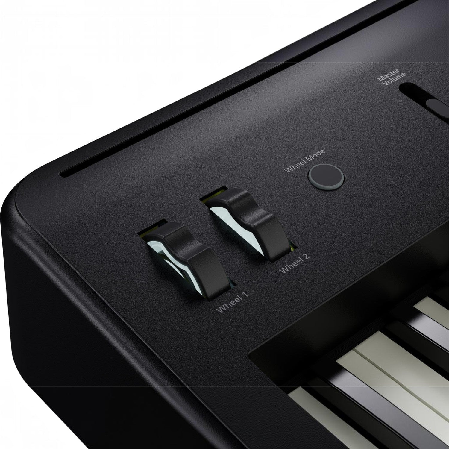 Cận cảnh bánh xe điều khiển Wheel 1 và Wheel 2 trên đàn piano điện TÂN NHẠC CỤ Roland FP-E50 màu đen