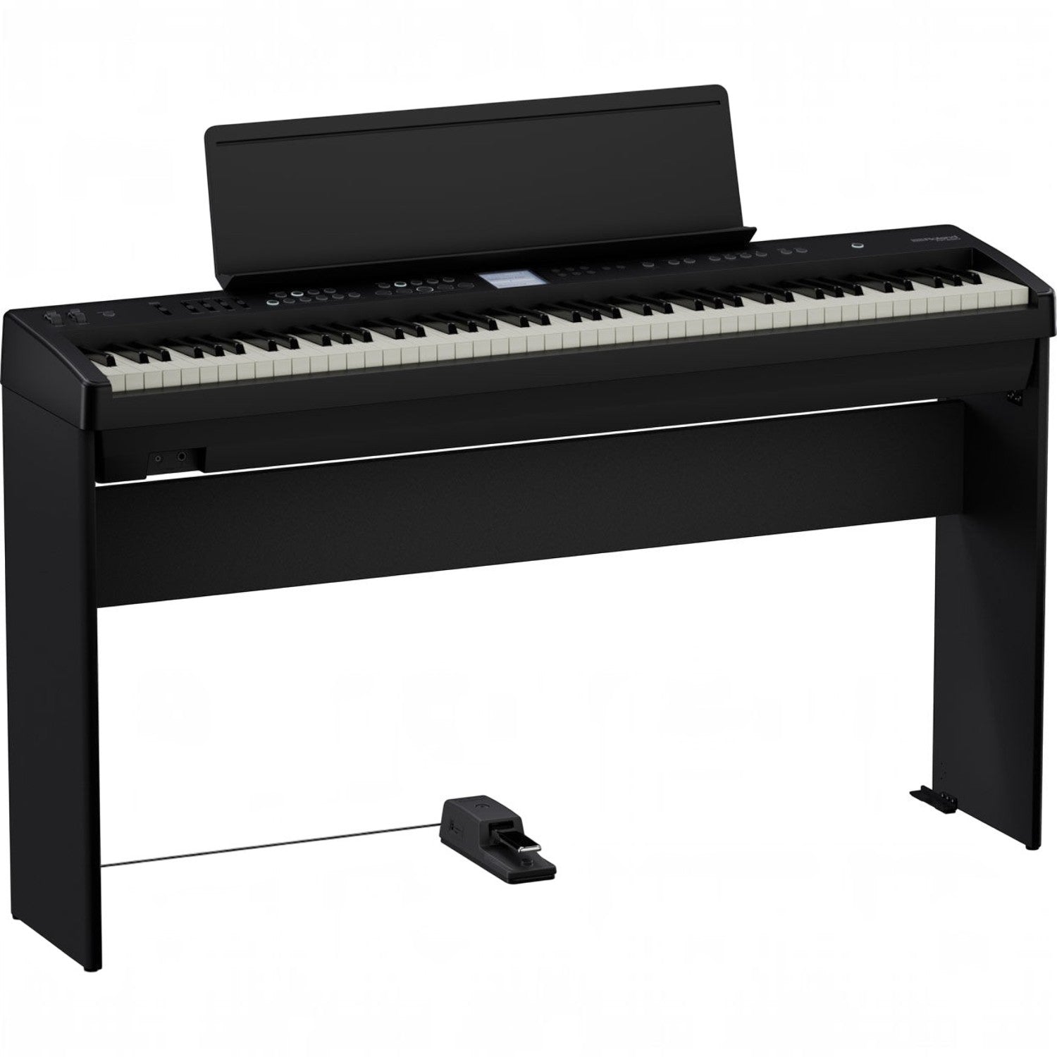 Đàn piano điện TÂN NHẠC CỤ Roland FP-E50 màu đen với 88 phím búa PHA-4, thiết kế hiện đại và giá nhạc đi kèm.