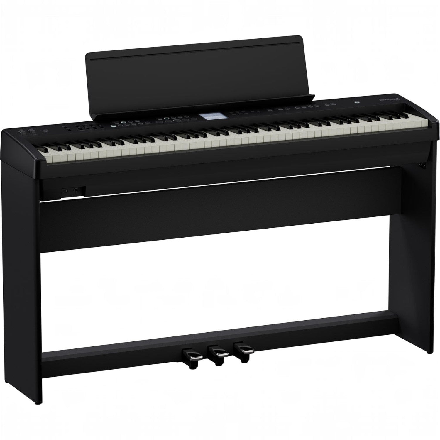 Đàn piano điện TÂN NHẠC CỤ Roland FP-E50 màu đen với 88 phím búa PHA-4, thiết kế hiện đại và giá đỡ chuyên dụng.