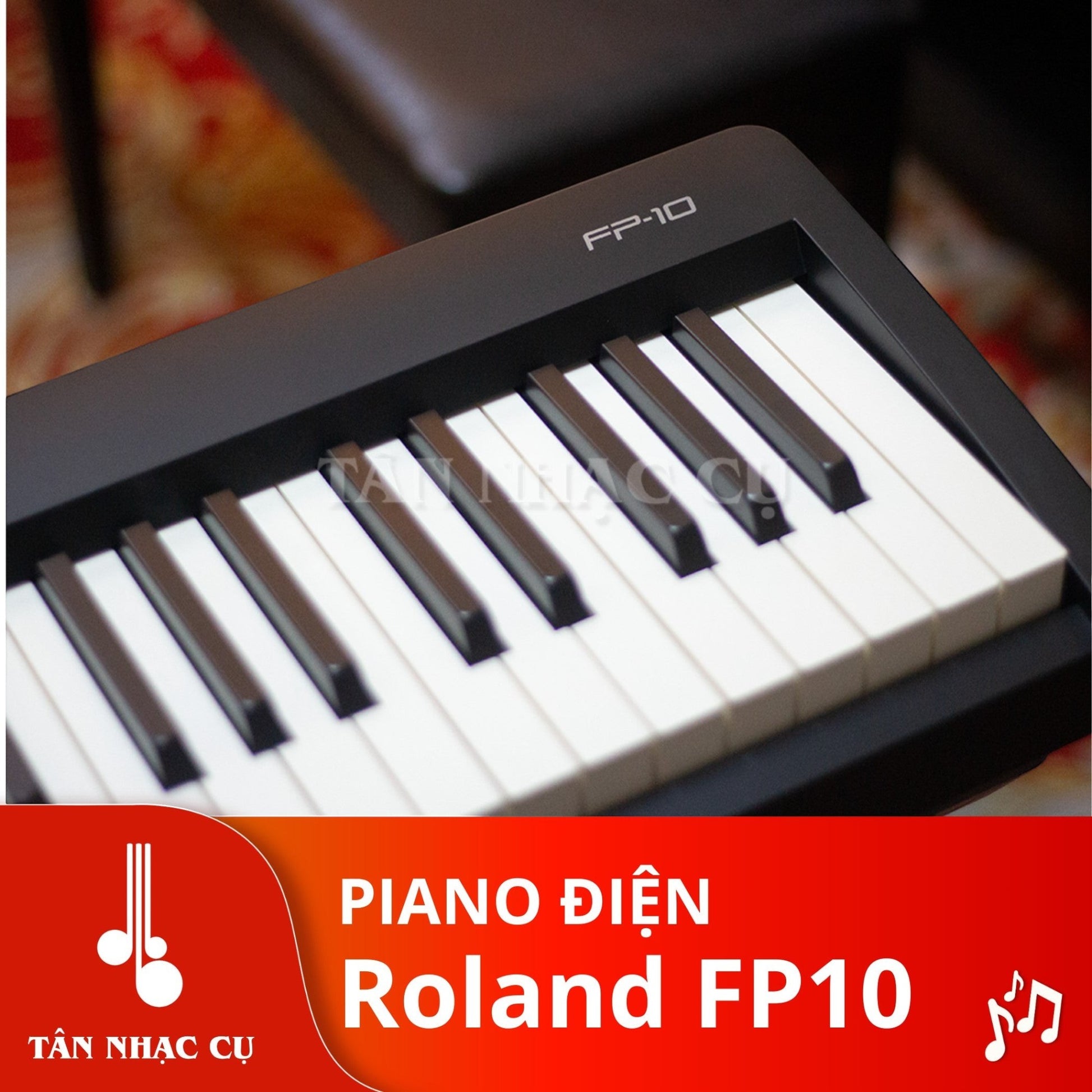 Bàn phím PHA-4 Standard trên đàn piano điện Roland FP10 tại Tân Nhạc Cụ với thiết kế tinh gọn và hiện đại
