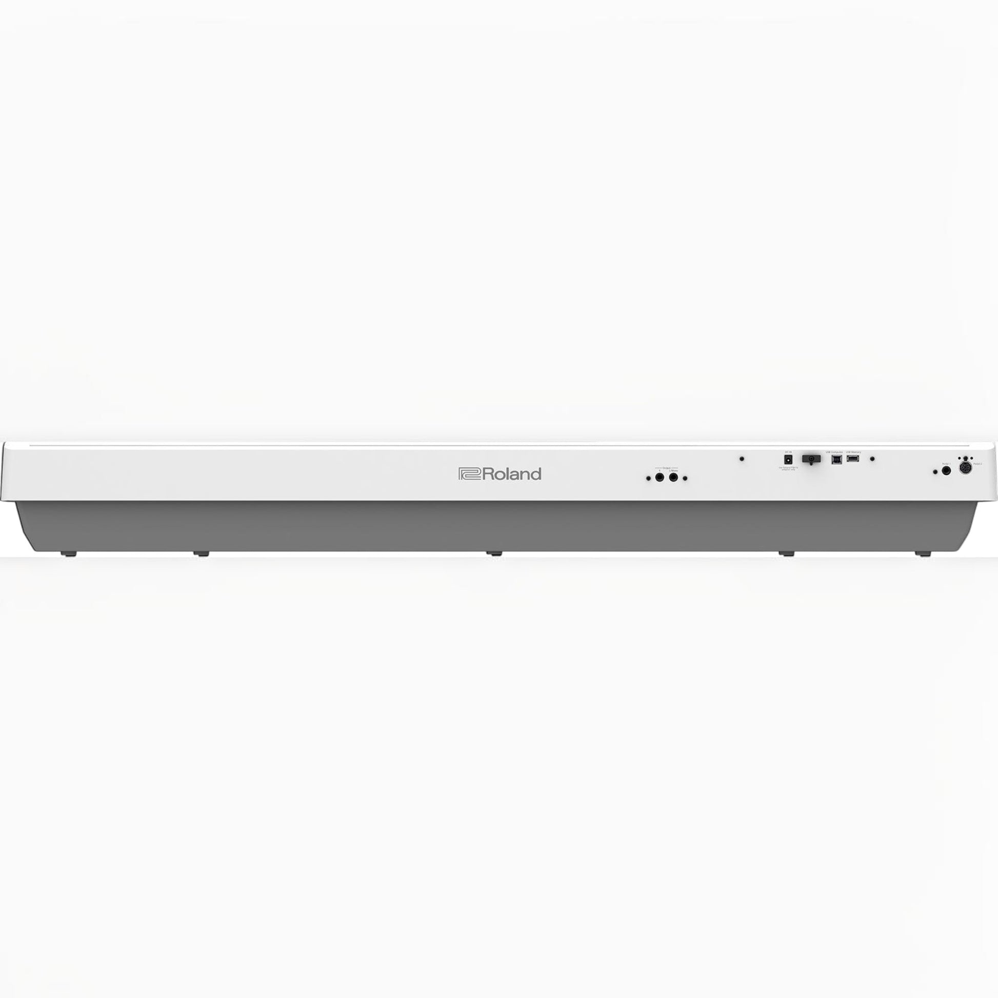 Mặt sau đàn piano điện TÂN NHẠC CỤ Roland FP-30X màu trắng với các cổng kết nối USB, MIDI và tai nghe