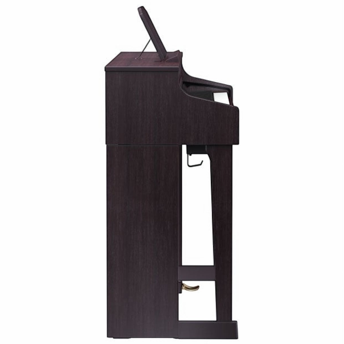 Đàn piano điện Roland HP603 dáng console màu nâu gỗ sang trọng tại TÂN NHẠC CỤ, góc nhìn nghiêng