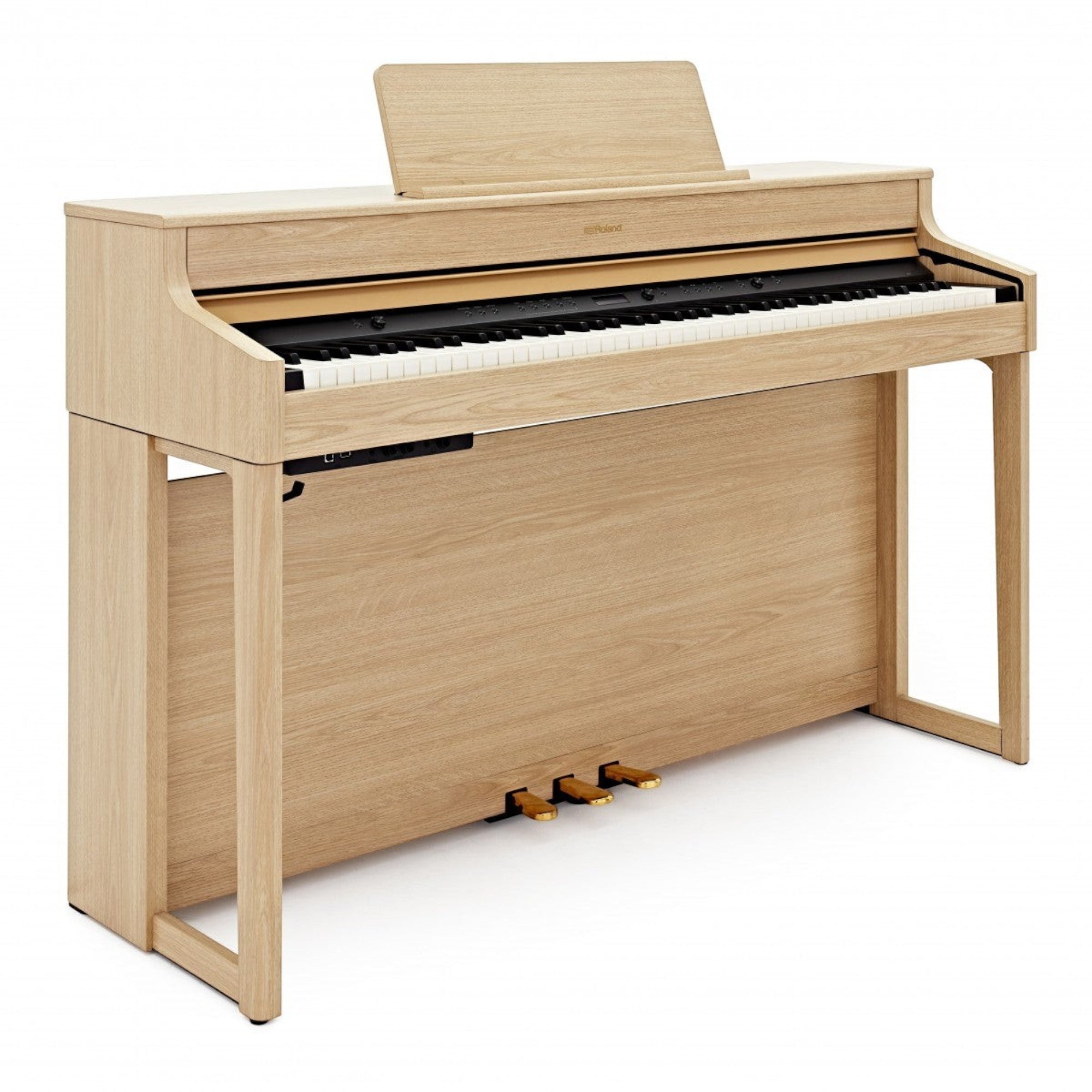 Đàn piano điện Roland HP702 màu gỗ sồi sáng tại Tân Nhạc Cụ, thiết kế tủ đứng thanh lịch với bàn phím búa PHA-4