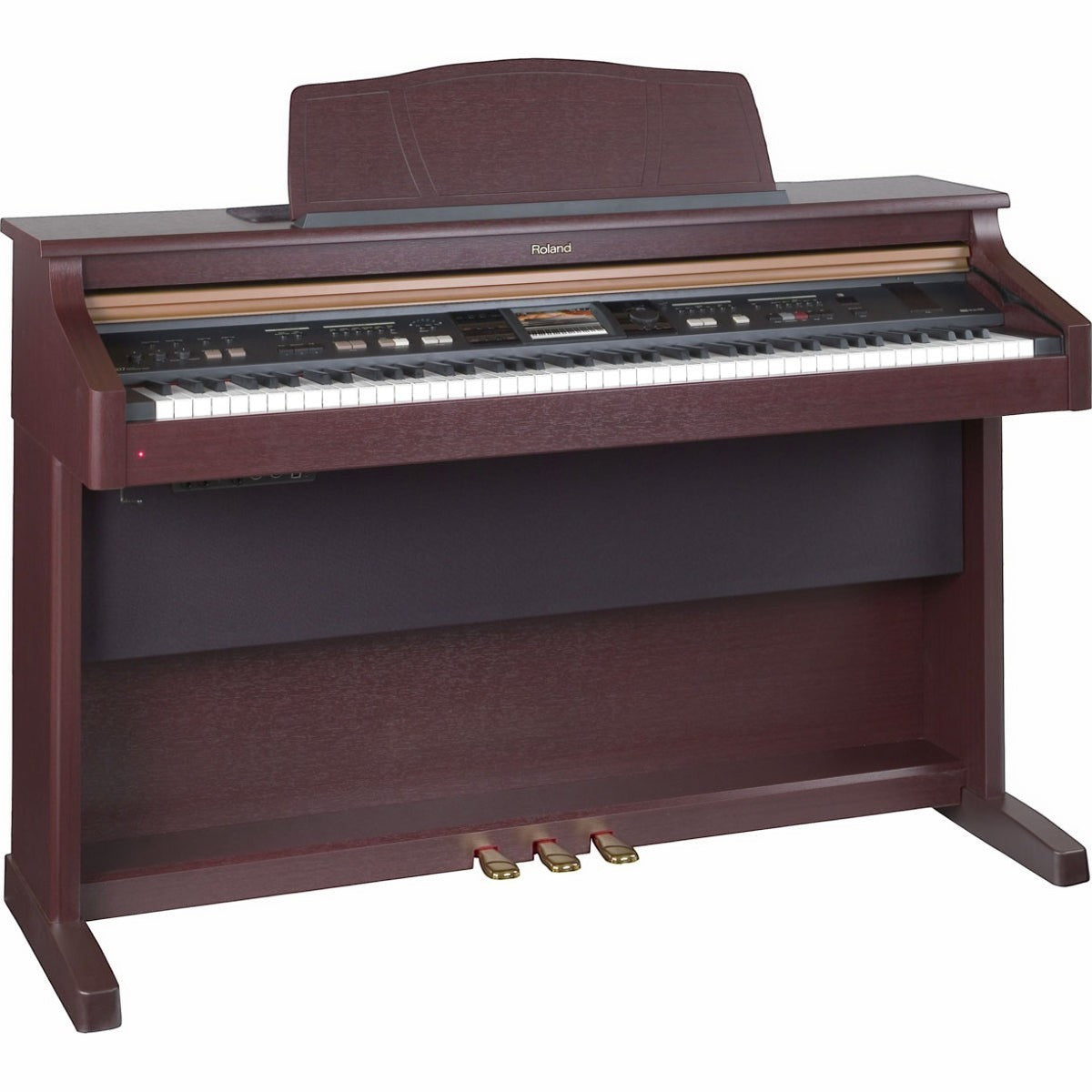 Đàn piano điện Roland KR107 màu gỗ nâu sang trọng với màn hình cảm ứng và thiết kế dáng tủ tại TÂN NHẠC CỤ