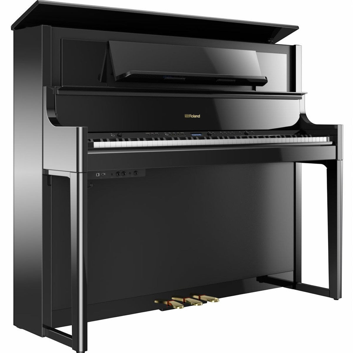 Đàn piano điện TÂN NHẠC CỤ Roland LX708 màu đen bóng, thiết kế tủ đứng sang trọng với nắp đàn mở được