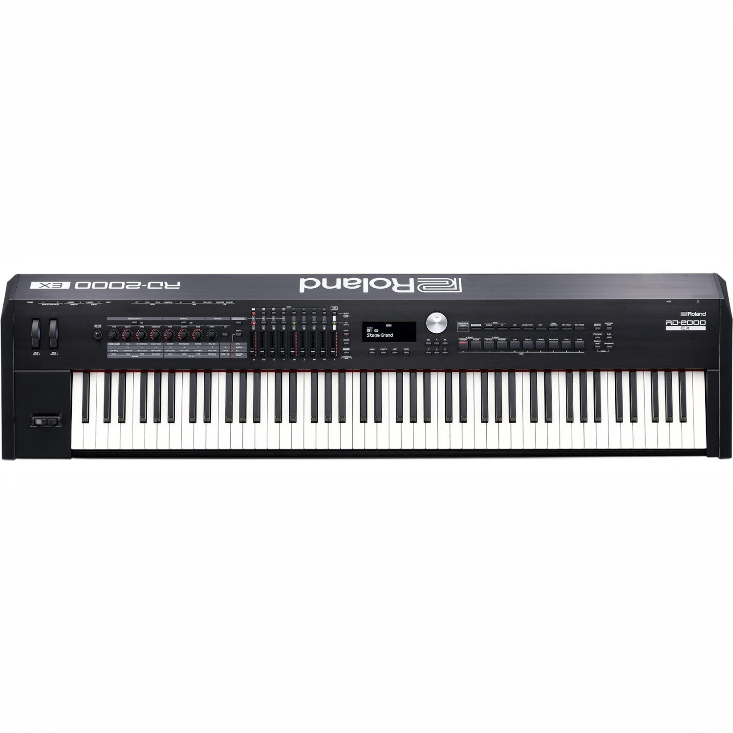 Đàn piano điện stage TÂN NHẠC CỤ Roland RD-2000 EX màu đen với bàn phím 88 phím và bảng điều khiển chuyên nghiệp