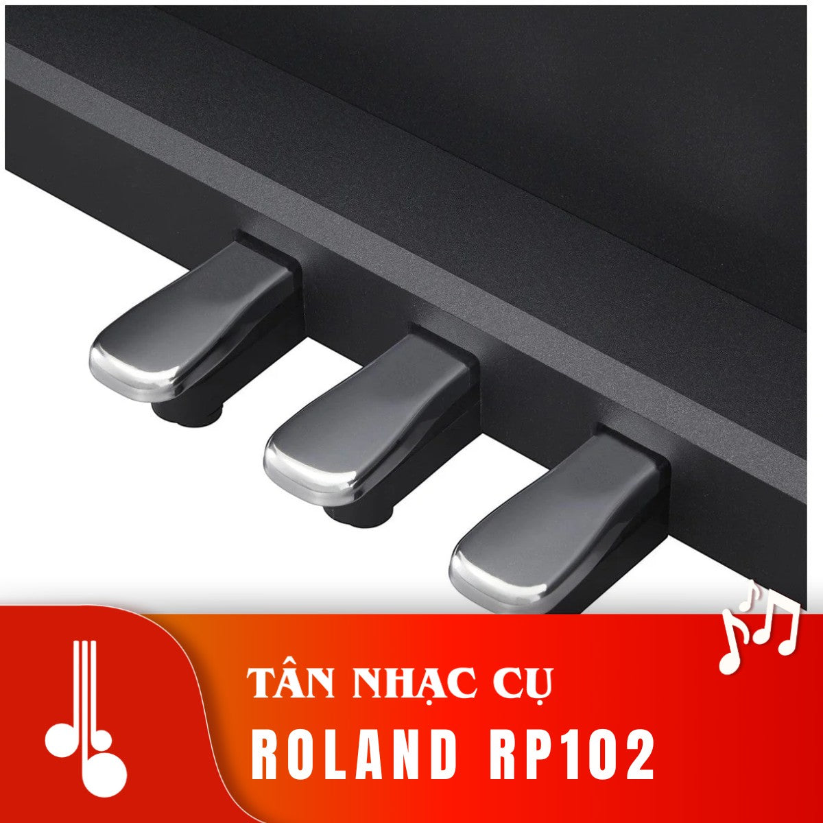 Cụm 3 pedal kim loại sáng bóng của đàn piano điện Roland RP102 tại Tân Nhạc Cụ