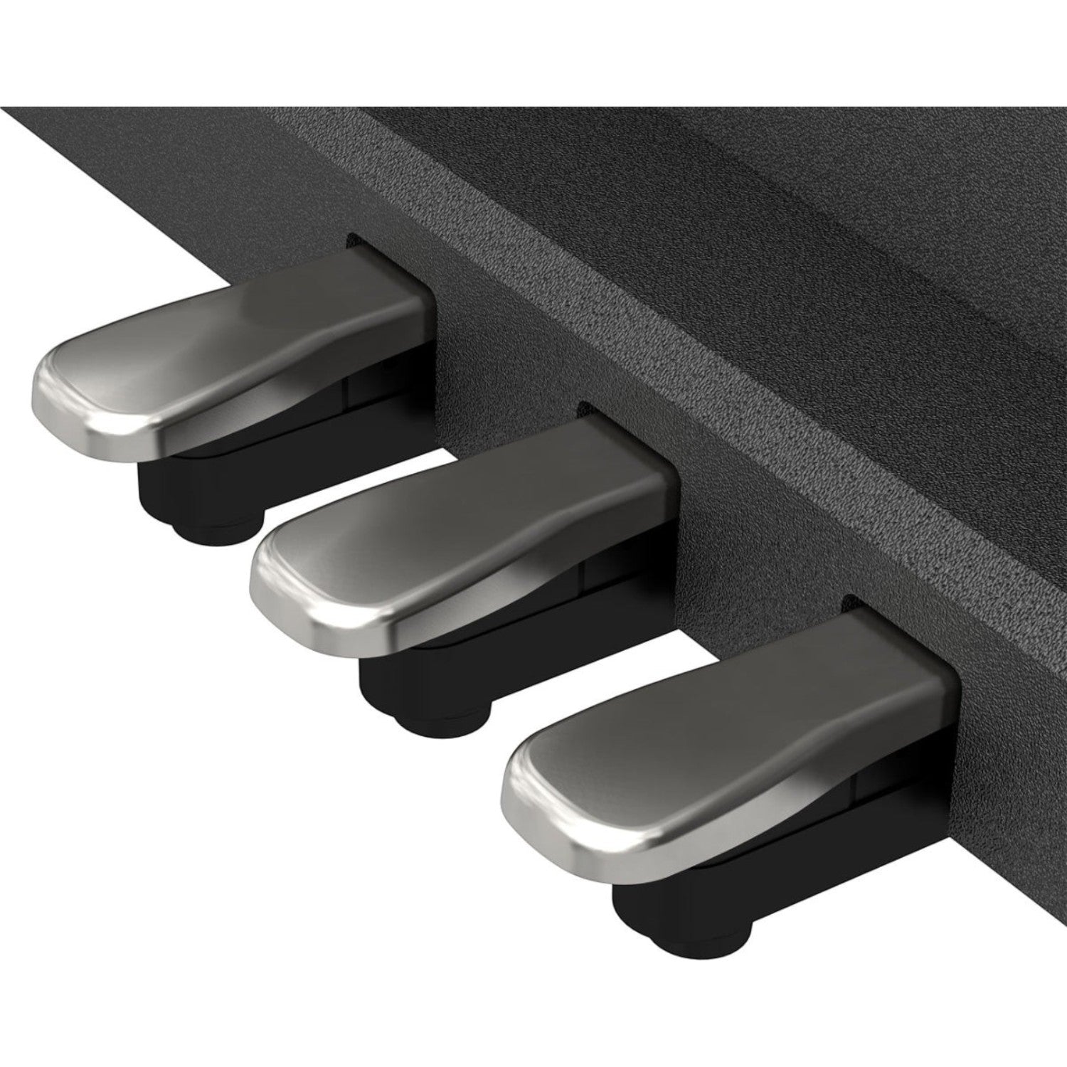 Bộ ba bàn đạp kim loại màu bạc trên đàn piano điện Roland RP107 tại Tân Nhạc Cụ