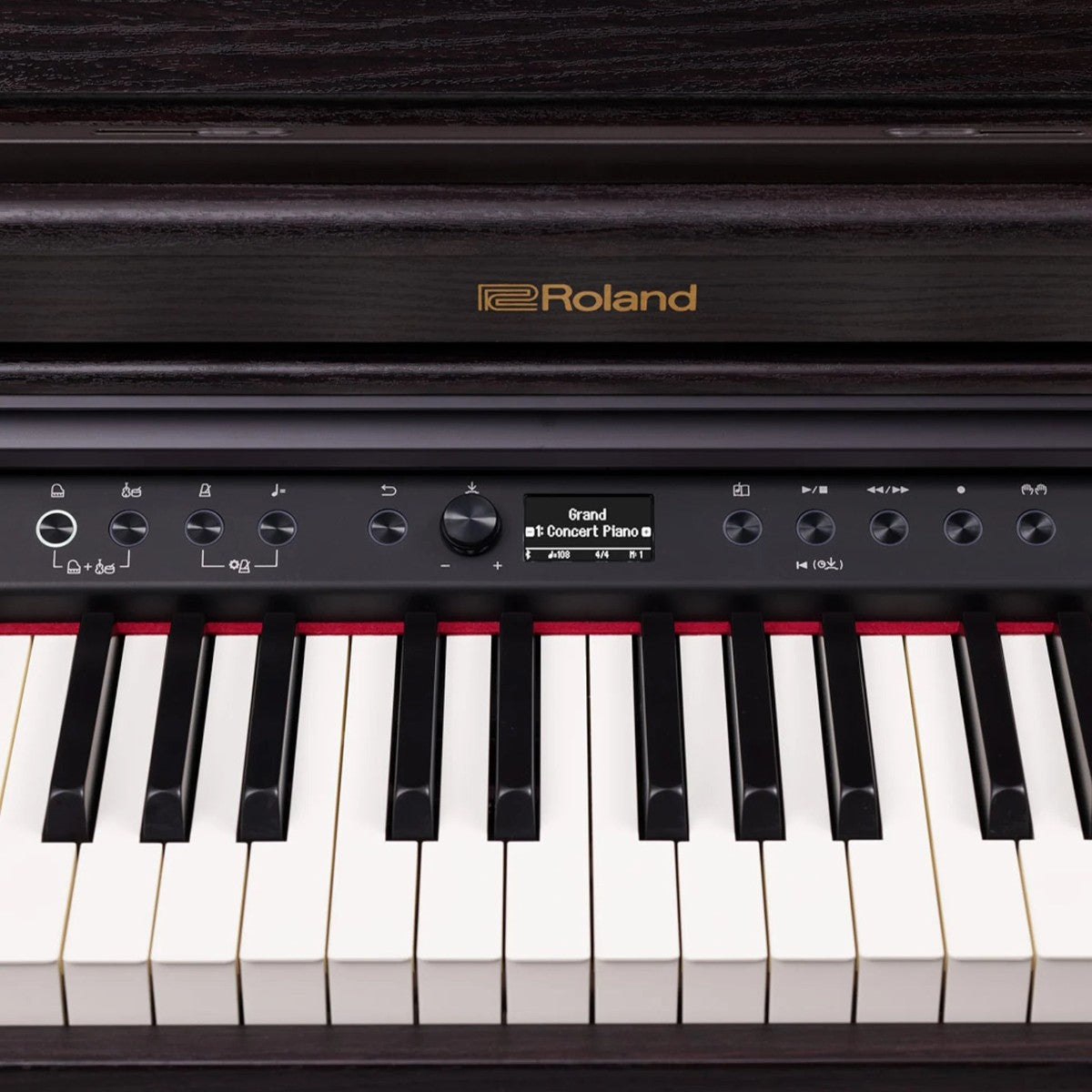 Bảng điều khiển và bàn phím đàn piano điện Roland RP701 tại TÂN NHẠC CỤ với màn hình hiển thị âm thanh rõ nét