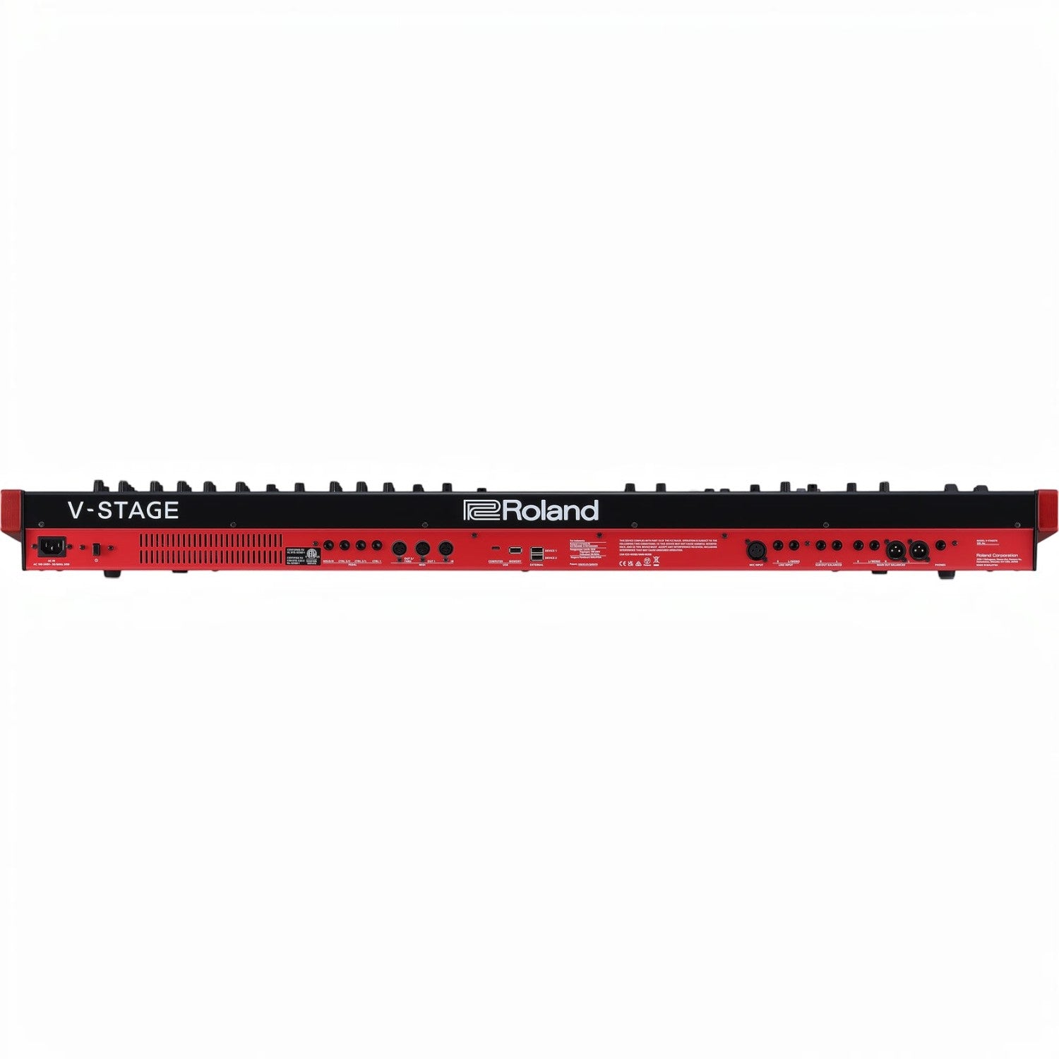 Bảng điều khiển phía sau của đàn piano điện TÂN NHẠC CỤ Roland V-Stage 76 với các cổng kết nối chuyên nghiệp