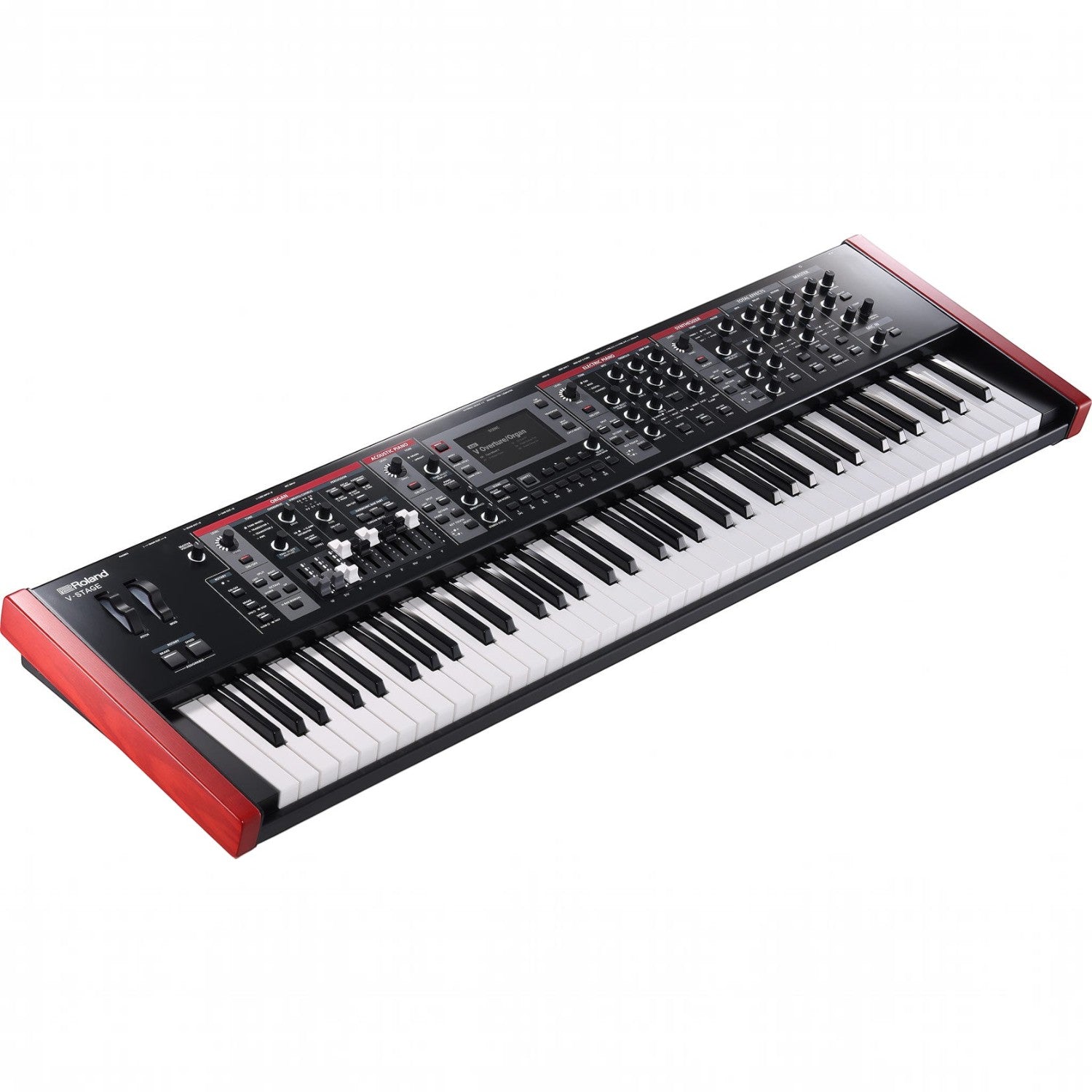 Đàn piano điện Roland V-Stage 76 tại TÂN NHẠC CỤ với bàn phím bán nặng waterfall, thiết kế chuyên nghiệp màu đỏ đen.
