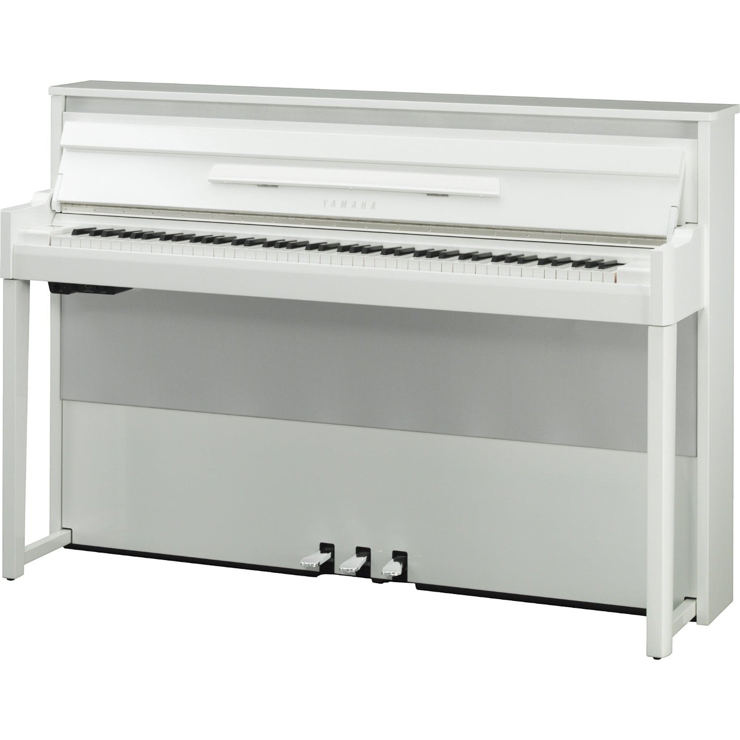 Đàn piano điện hybrid TÂN NHẠC CỤ Yamaha NU1 màu trắng sang trọng với bộ máy cơ upright chân thực