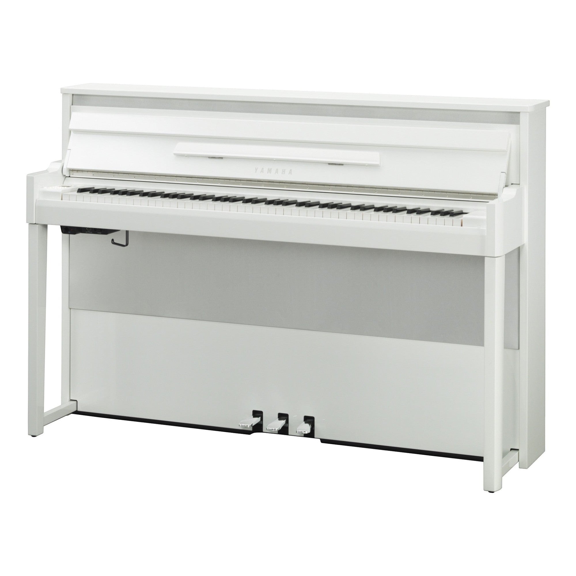 Đàn piano điện lai TÂN NHẠC CỤ Yamaha NU1X màu trắng sang trọng với thiết kế upright hiện đại và phím gỗ thật
