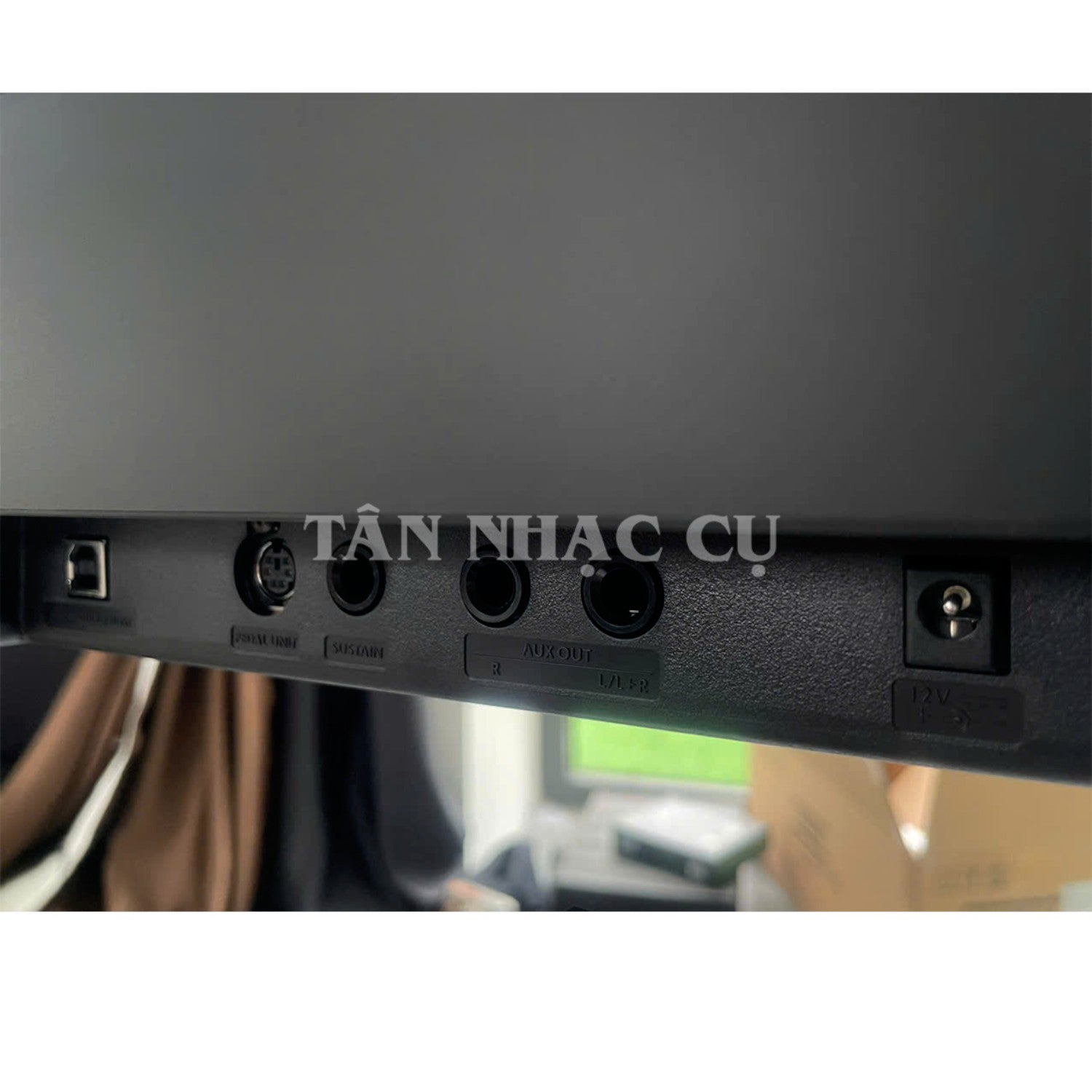 Bảng cổng kết nối phía sau đàn piano điện TÂN NHẠC CỤ Yamaha P-225 bao gồm cổng Line Out, USB và nguồn