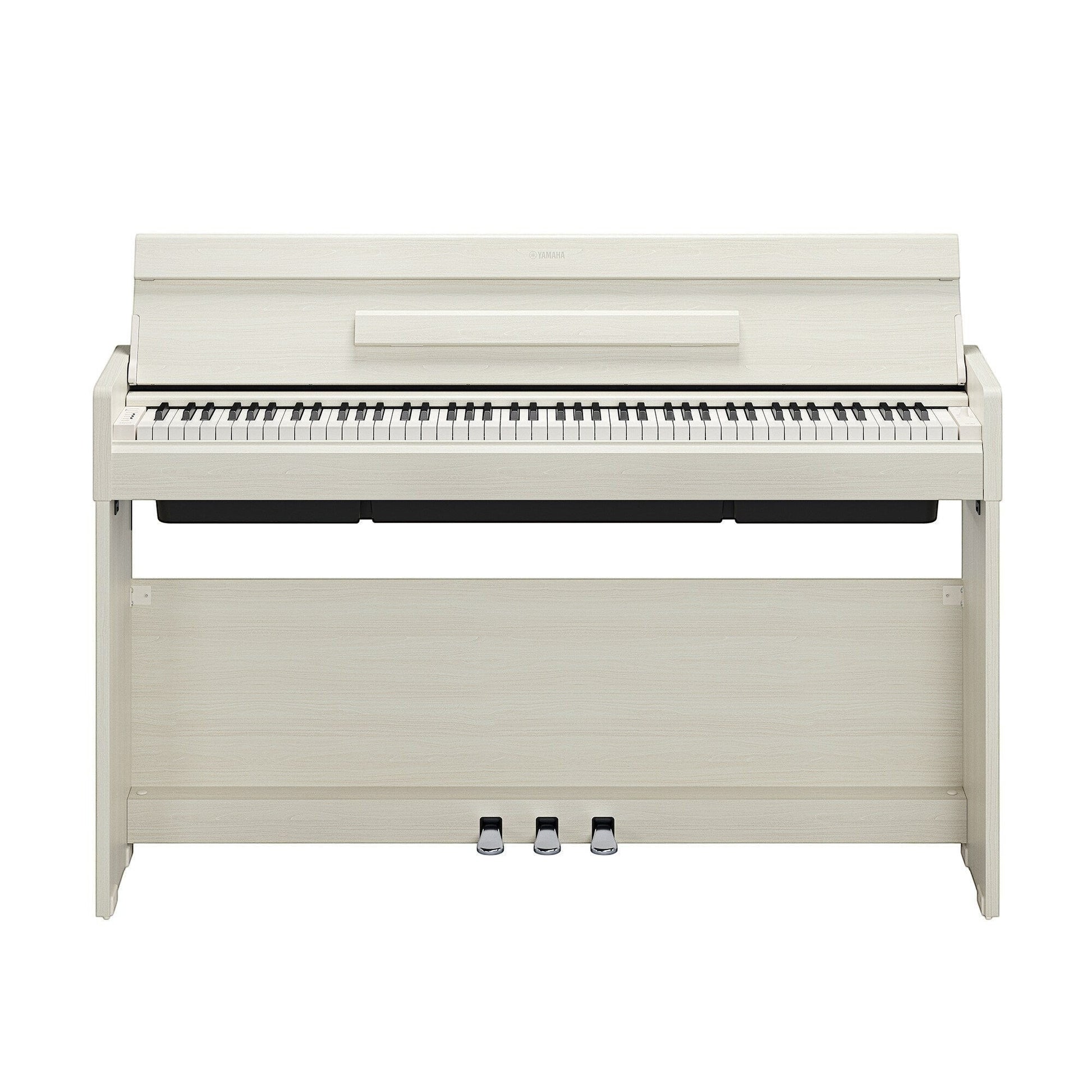 Đàn piano điện TÂN NHẠC CỤ Yamaha YDP-S36 màu trắng vân gỗ dáng slim hiện đại với nắp phím gập đôi và 3 bàn đạp