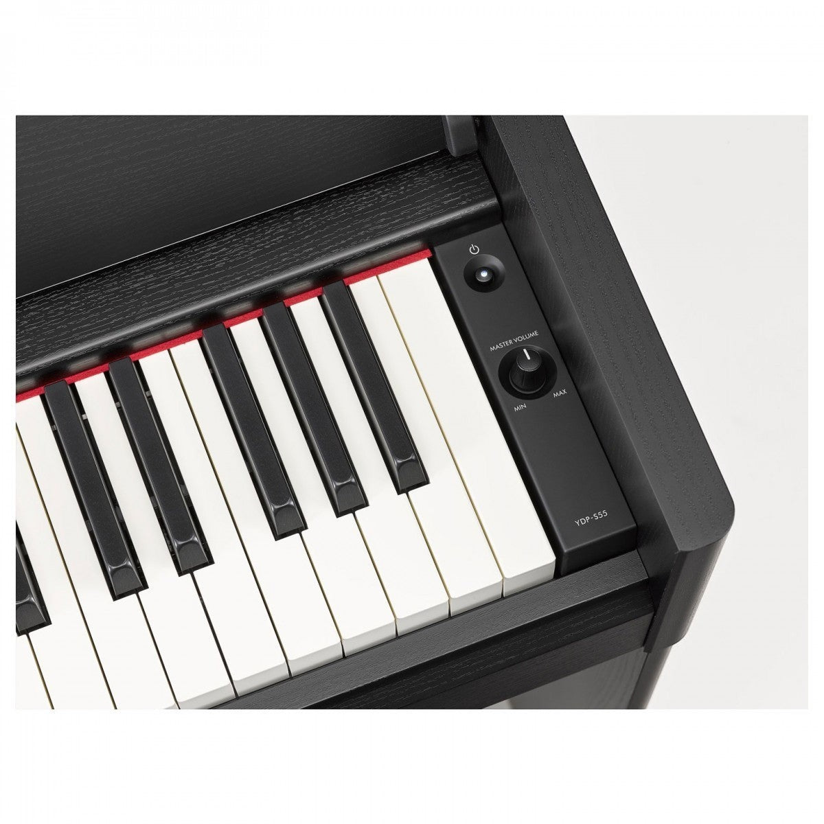 Cận cảnh bàn phím và bảng điều khiển âm lượng của đàn piano điện TÂN NHẠC CỤ Yamaha YDP-S55 màu đen sang trọng