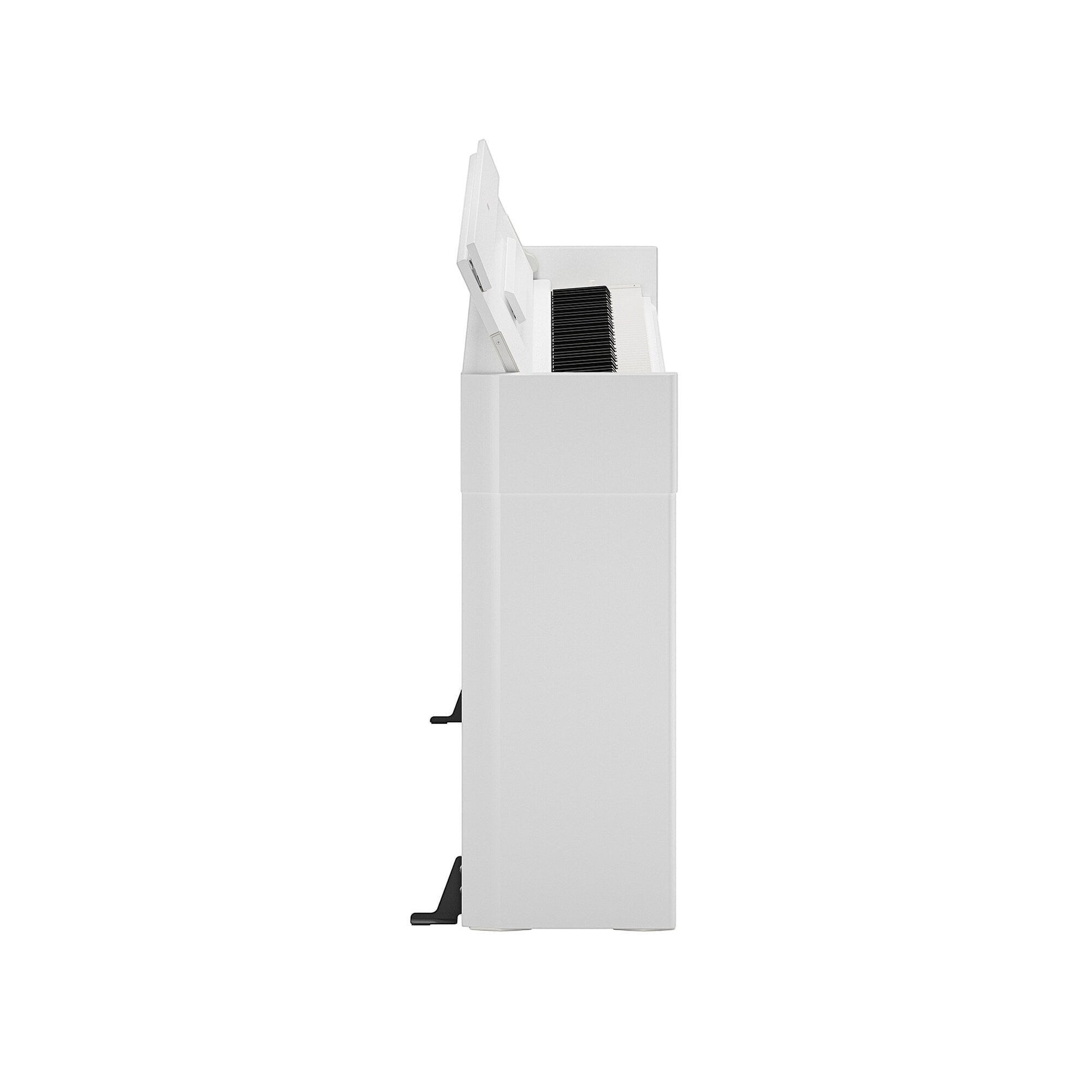 Đàn piano điện TÂN NHẠC CỤ Yamaha YDP-S56 màu trắng dáng slim hiện đại, góc nhìn nghiêng khoe thiết kế mỏng gọn.