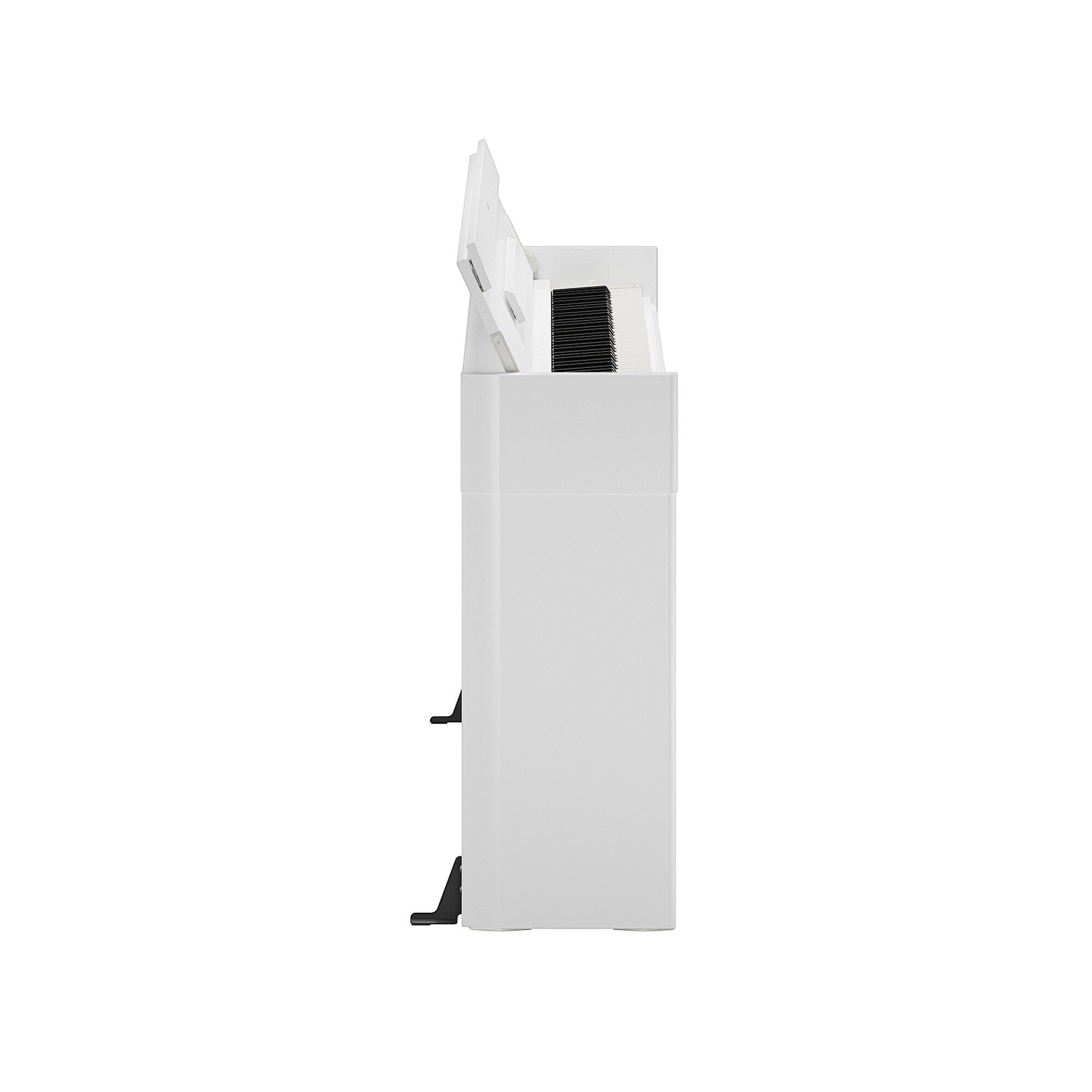 Đàn piano điện TÂN NHẠC CỤ Yamaha YDP-S56 màu trắng dáng slim hiện đại, góc nhìn nghiêng khoe thiết kế mỏng gọn.