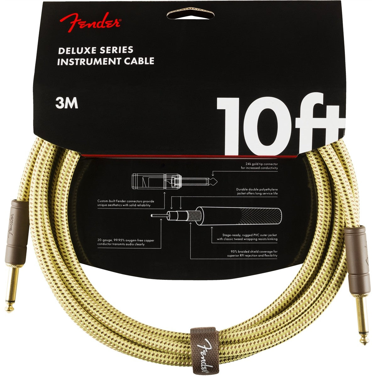 Dây Cáp Kết Nối Fender Deluxe Series Instrument Cable, Tweed - Việt Music