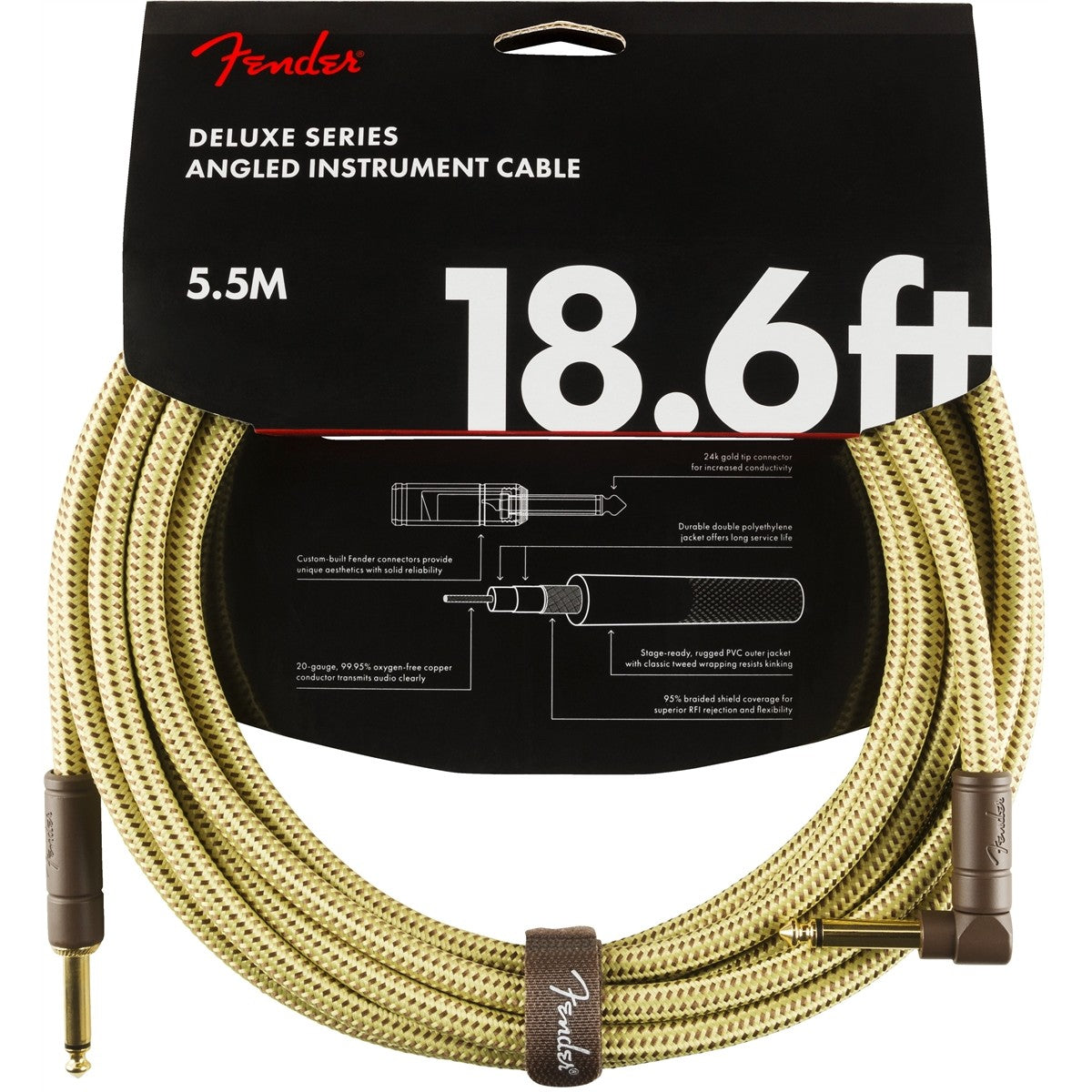 Dây Cáp Kết Nối Fender Deluxe Series Instrument Cable, Tweed - Việt Music