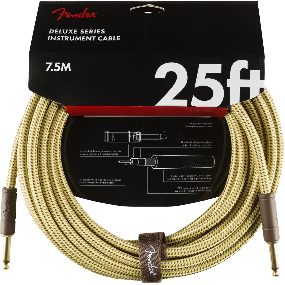 Dây Cáp Kết Nối Fender Deluxe Series Instrument Cable, Tweed - Việt Music