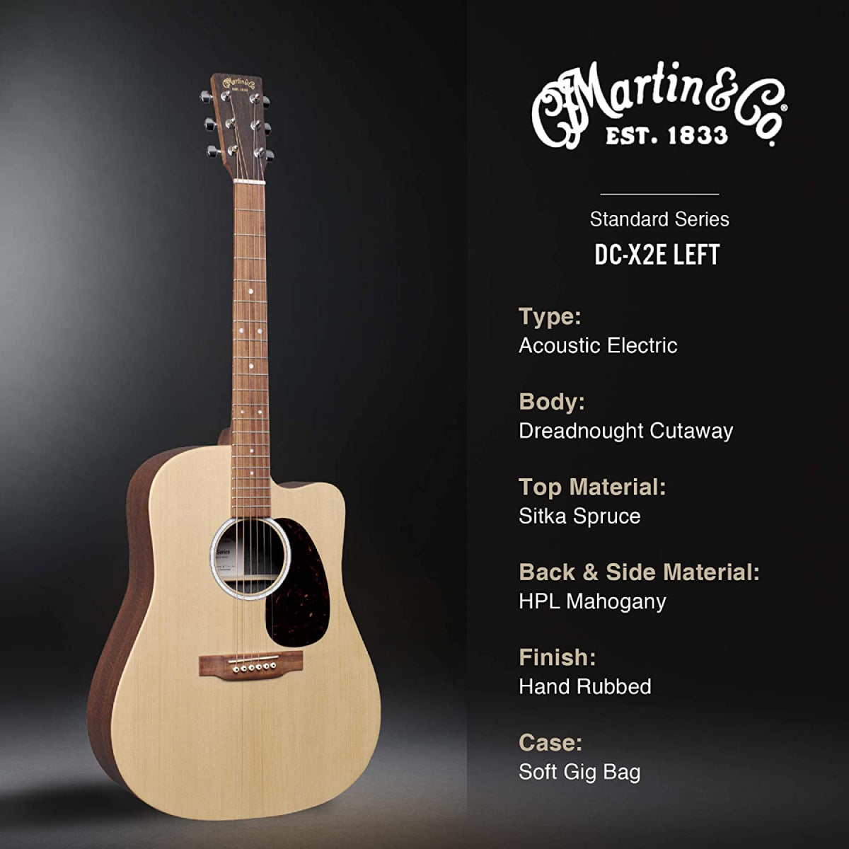 Đàn Guitar Martin X Series DC-X2E Sitka Top, Mahogany Sides Acoustic w/Fishman MX w/Bag - Việt Music