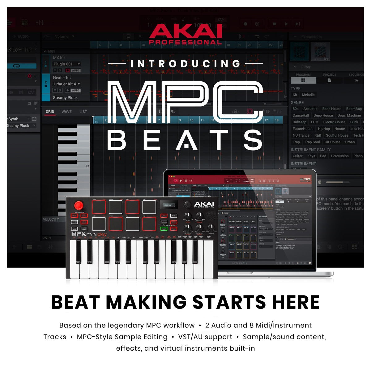 MIDI Keyboard Controller Akai Professional MPK Mini Play - Việt Music