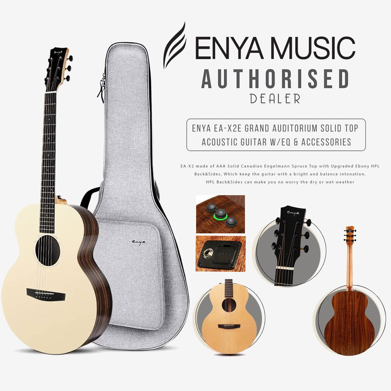 Đàn Guitar Acoustic Enya EA-X2 EQ-Việt Music
